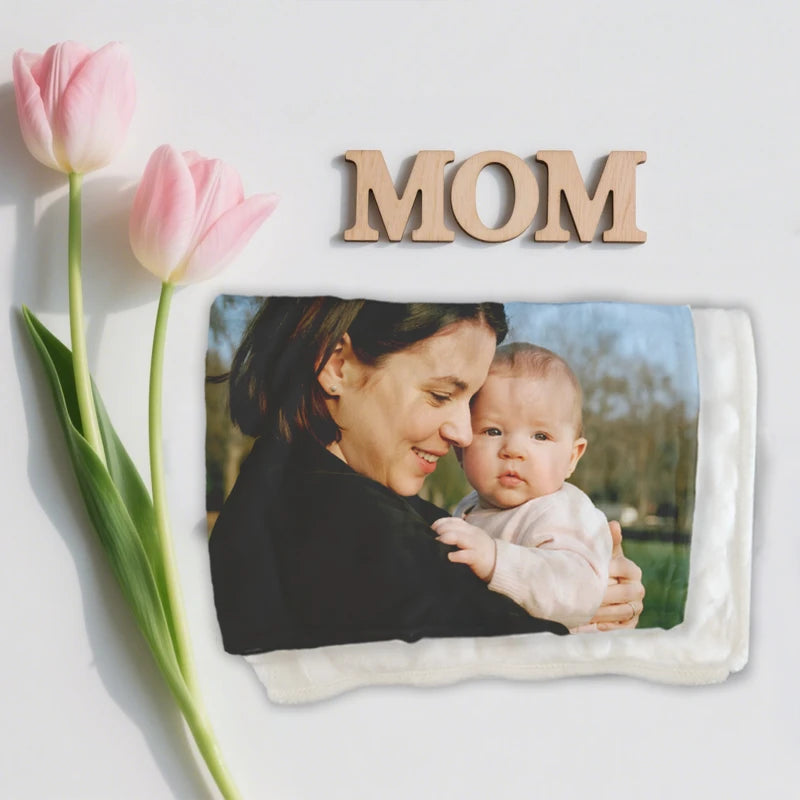 Custom Blankets Flannel with Photo Upload for Mother's Day PrintToucan