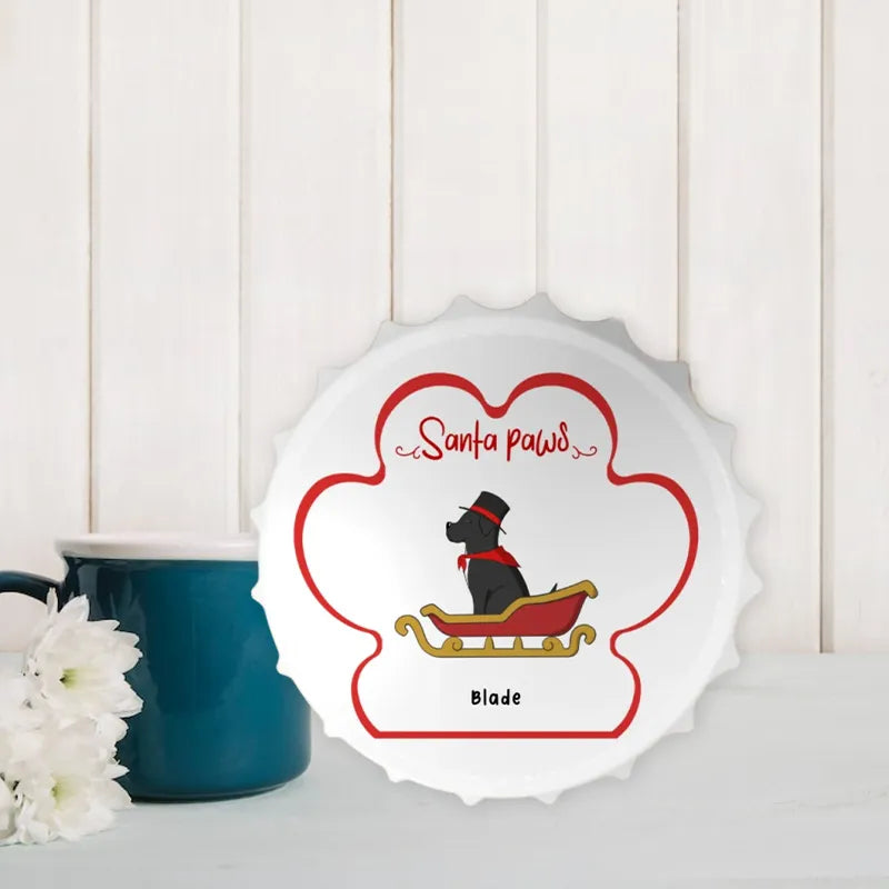 Personalized Santa and pets bottle opener - Durable metal Christmas gift for wine/beer lovers