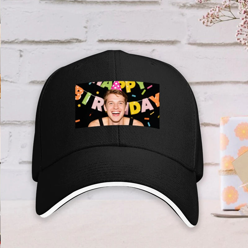 Custom Hat Photo Upload Birthday Theme PrintToucan