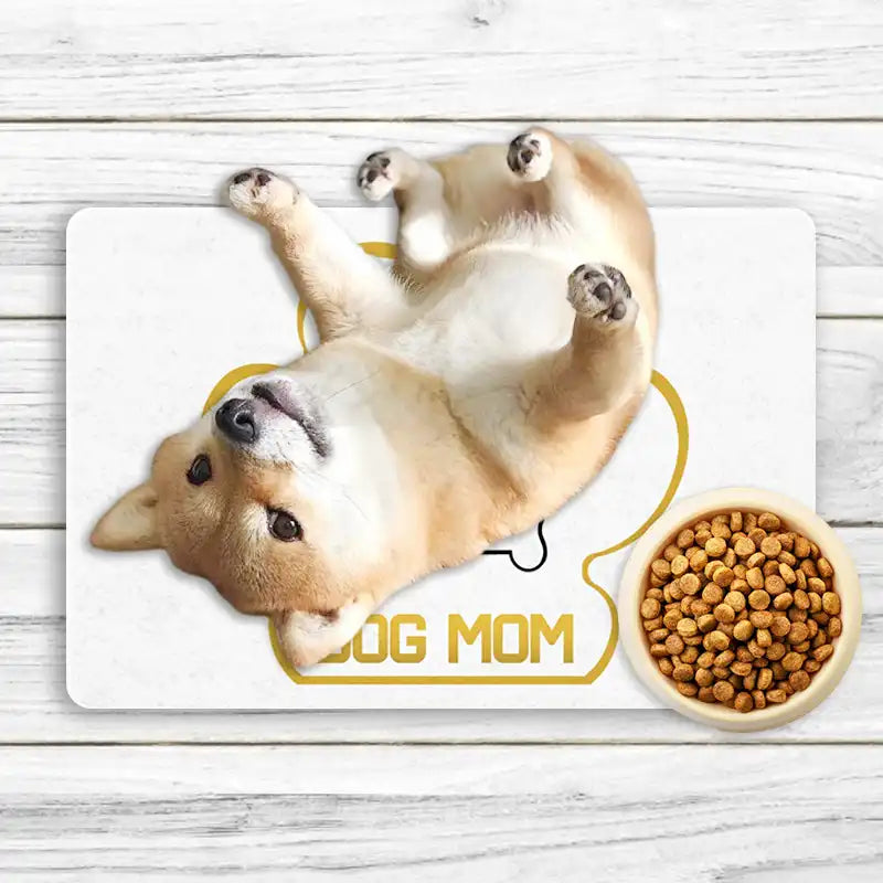 Funny custom pet feeding mat - Add your dog's name to this dishwasher-safe silicone mat