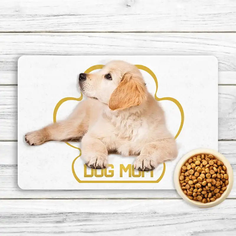 Eco-friendly custom pet dining mat - 'Just Call Me Dog Mom' gift for pet lovers with non-slip base