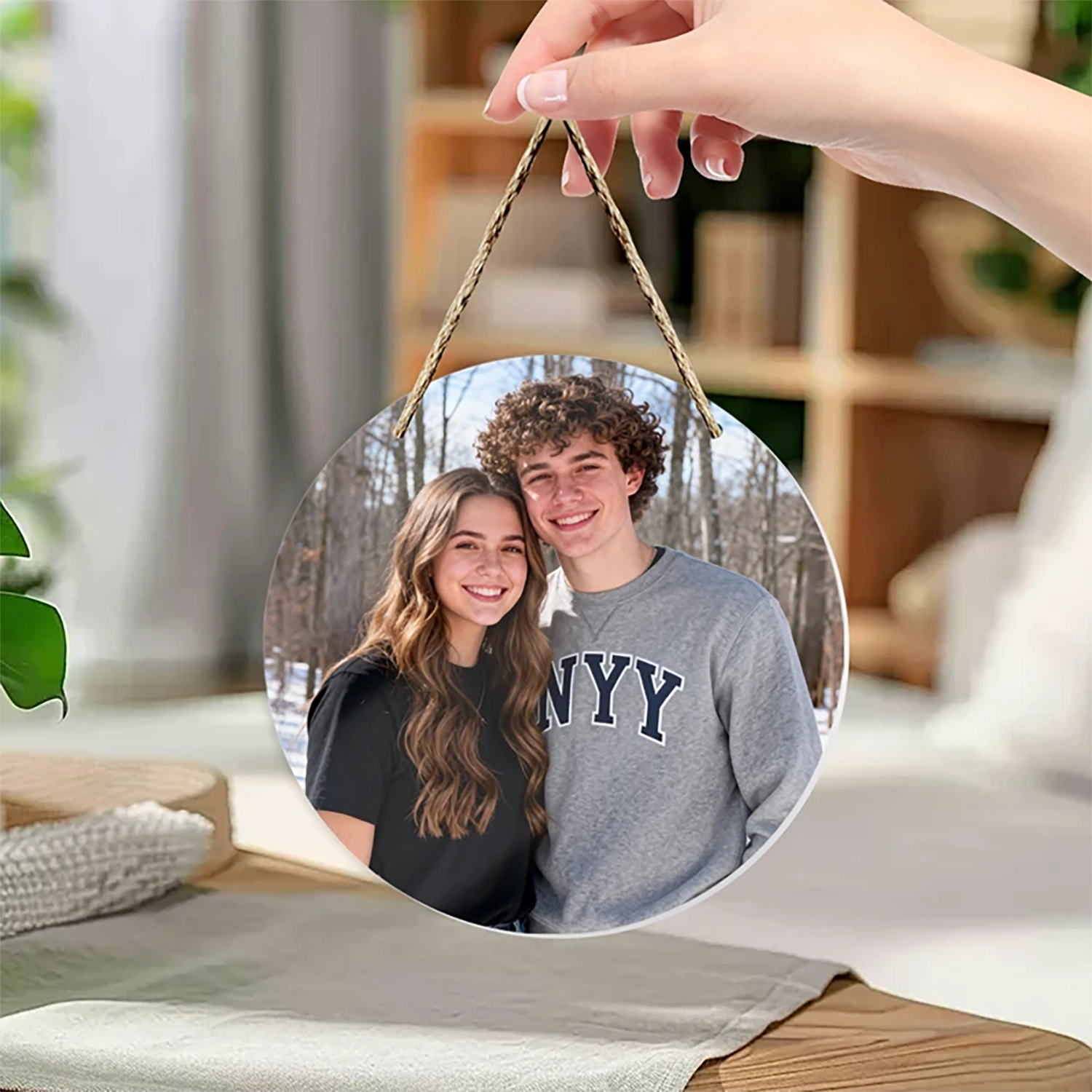 Custom Round Ornament Photo & Text Acrylic Christmas Gift  Photo Prints Personalized  Made in USA  PrintToucan