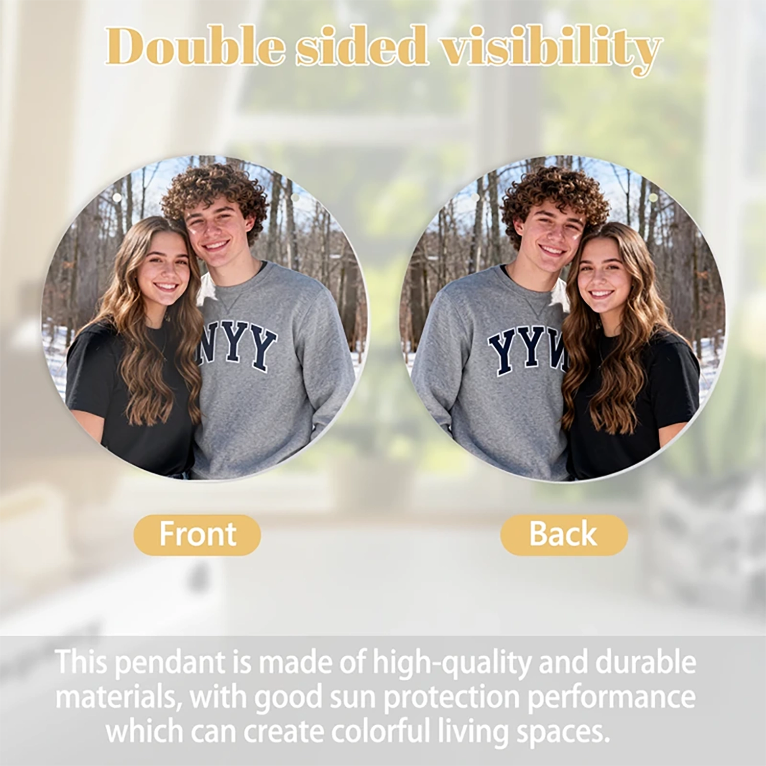 Custom Round Ornament Photo & Text Acrylic Christmas Gift  Photo Prints Personalized  Made in USA  PrintToucan