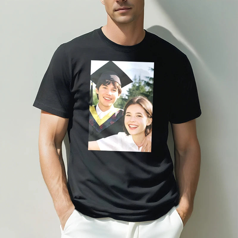 Custom Tee 230g Cotton Short Sleeve Photo Upload Graduation Season PrintToucan