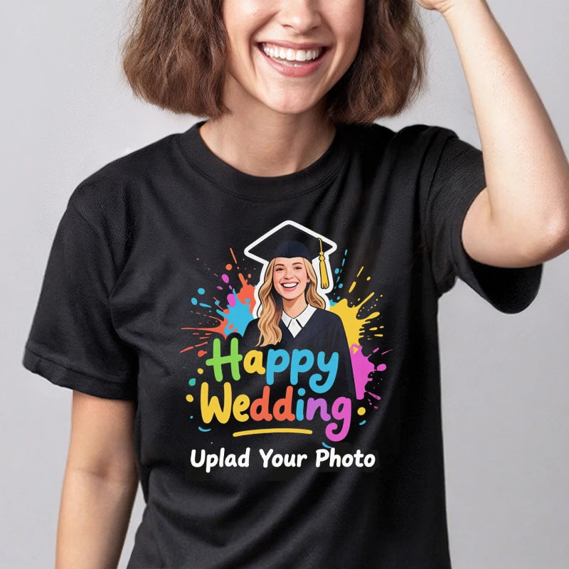 Custom Tee 230g Cotton Short Sleeve Photo Upload Graduation Season PrintToucan