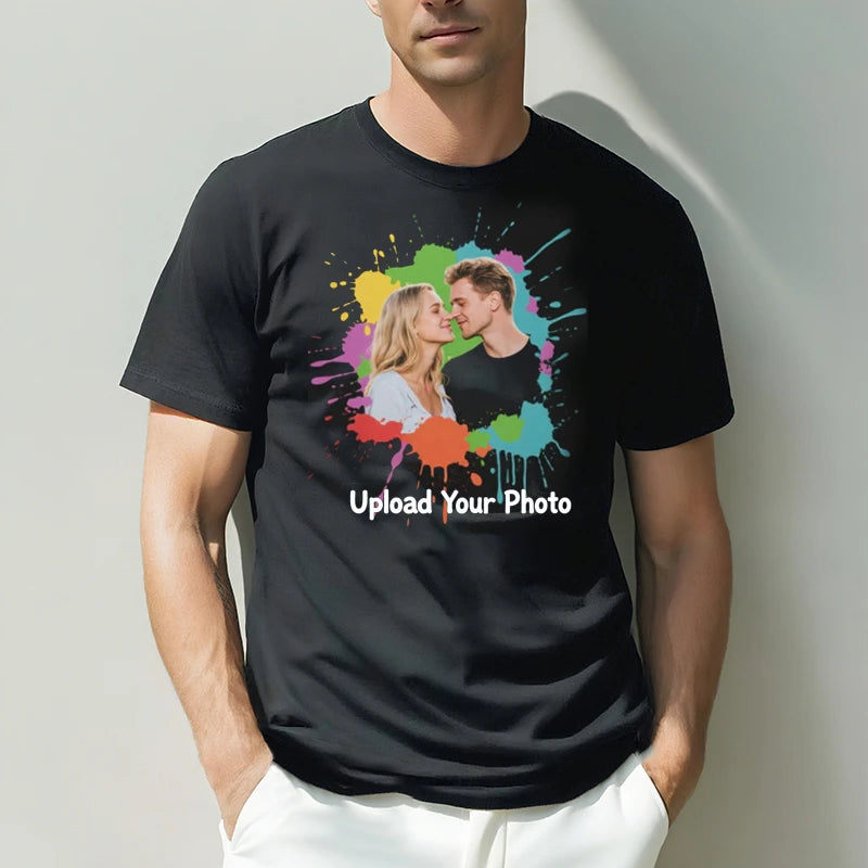 Custom Tee 230g Cotton Short Sleeve Photo Upload Lovers PrintToucan