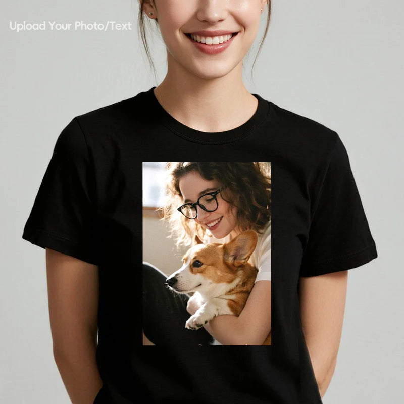Custom Tee 230g Cotton Short Sleeve Photo Upload Pet Lovers PrintToucan