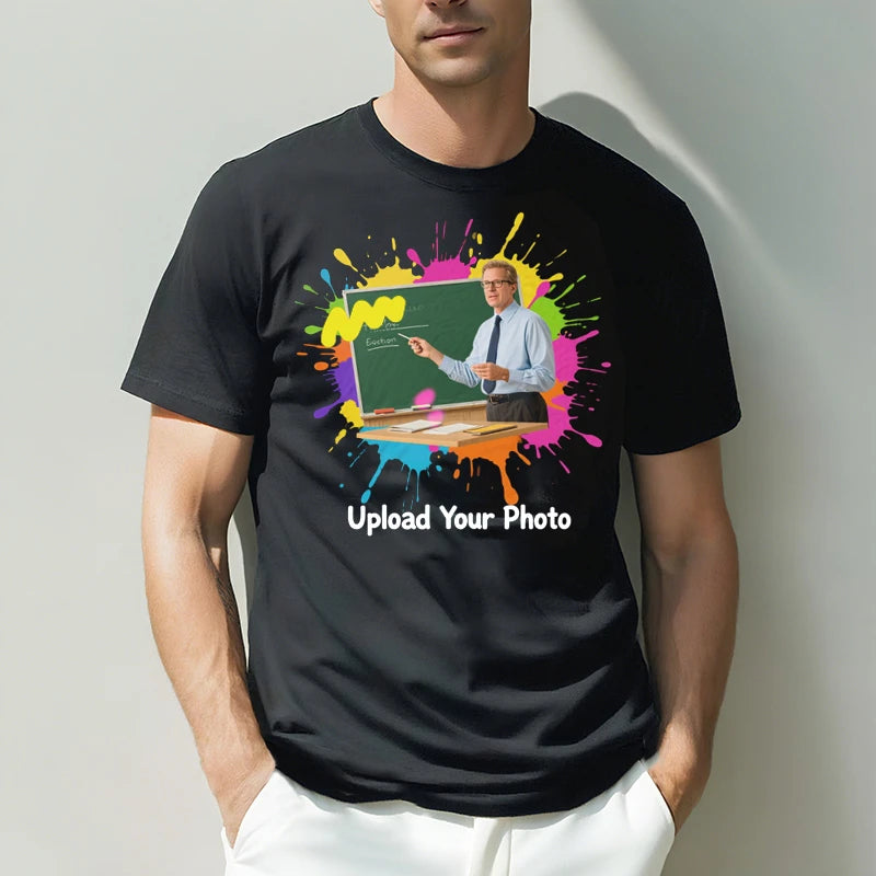 Custom Tee 230g Cotton Short Sleeve Photo Upload Teacher PrintToucan