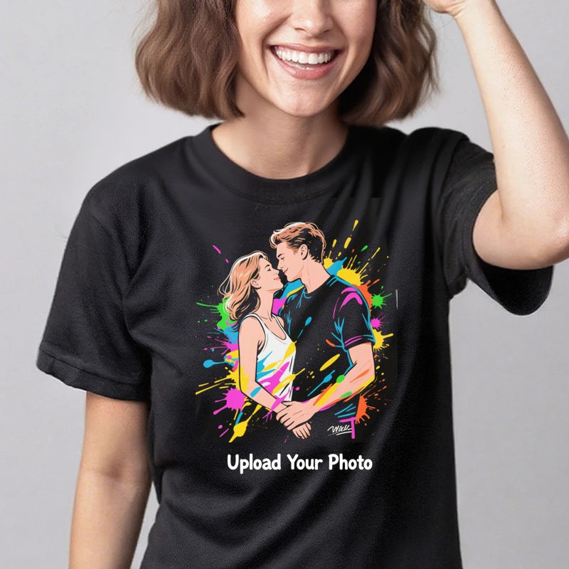 Custom Tee 230g Cotton Short Sleeve Photo Upload Valentines Day PrintToucan