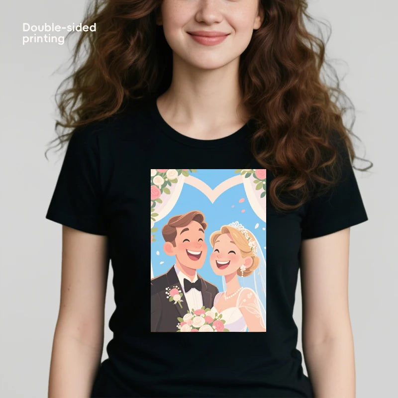 Custom Tee 230g Cotton Short Sleeve Photo Upload Wedding PrintToucan