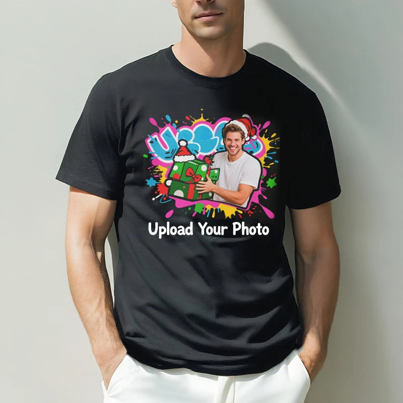 Custom tee 230g cotton short sleeve Photo Upload Christmas PrintToucan