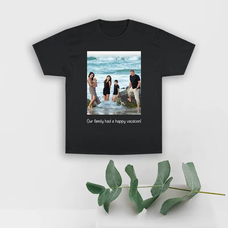 Image Upload Custom Loose Black T-Shirt with Text | Fast Printing | PrintToucan