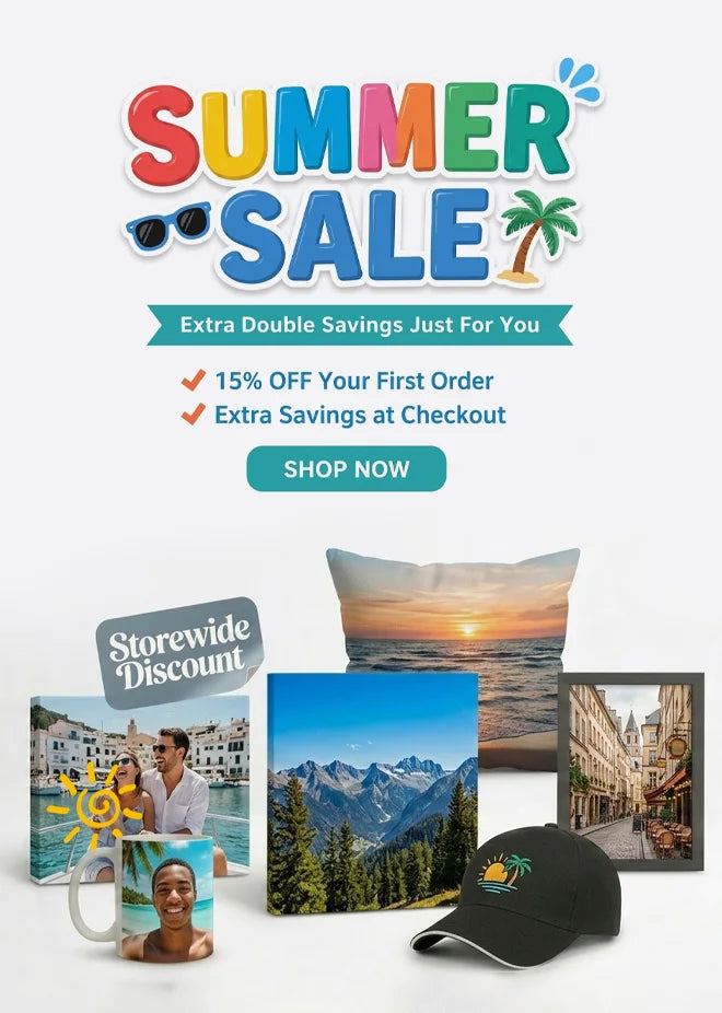 colorful cartoon text, palm tree, sunglasses, tropical summer element, light gray background, marketing poster, horizontal header banner
