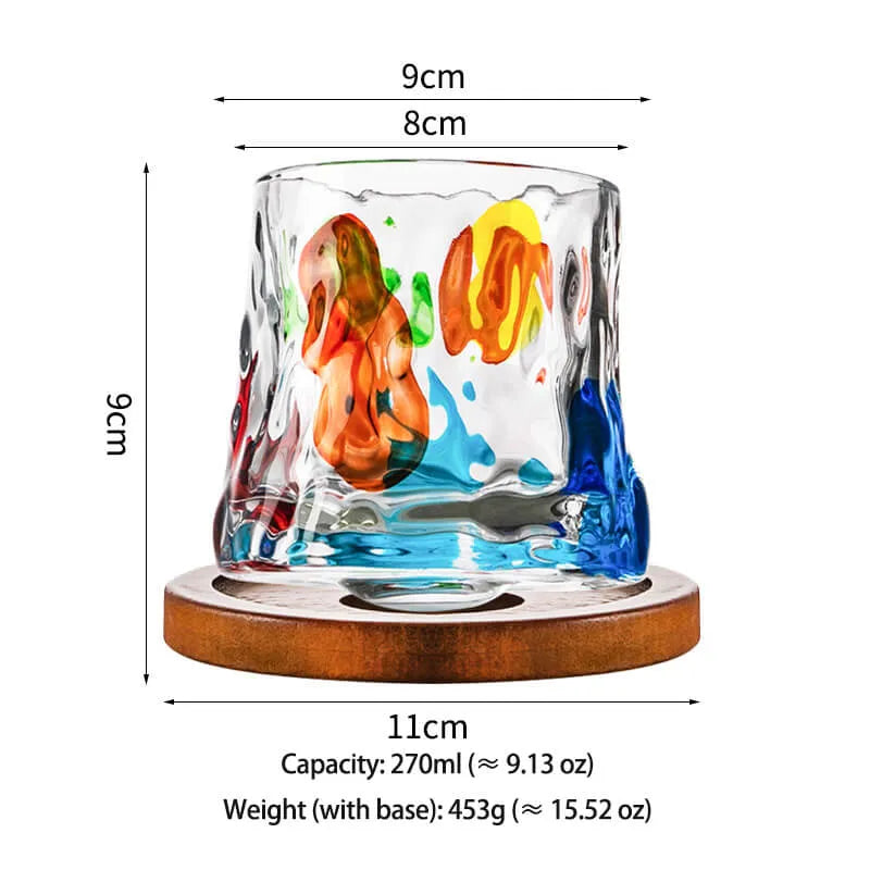 Colored Glass 270ml Glass Valentine Rotating Color Contrast Whiskey Cup USA Made PrintToucan