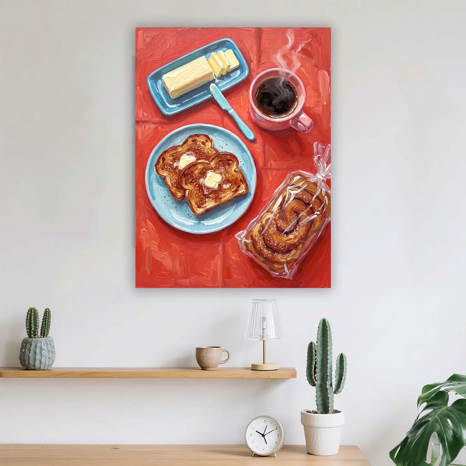 Buttered Toast & Coffee Breakfast Canvas Wall Art – Café & Bakery Décor | PrintToucan