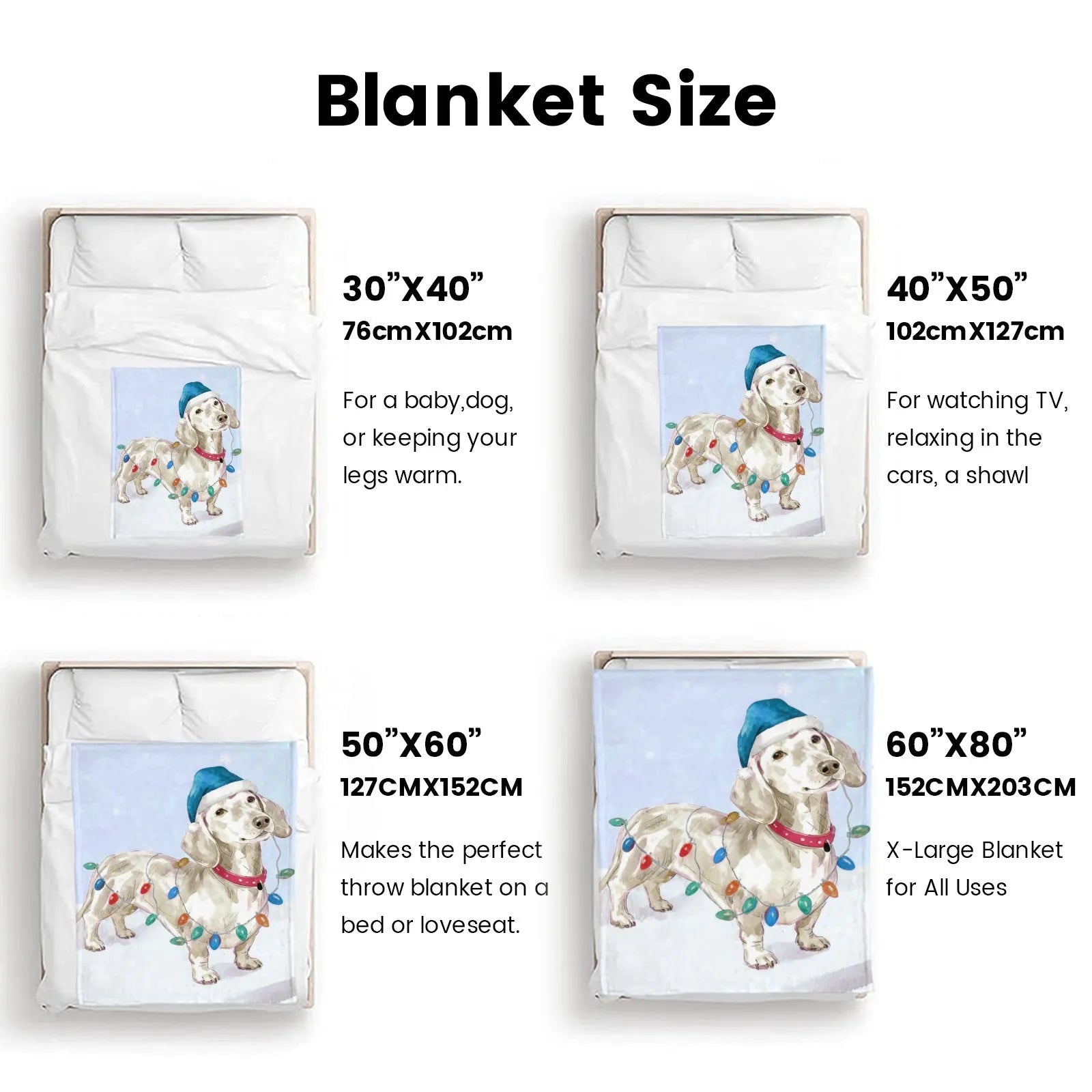 Blankets 1150g Flannel Christmas Dachshund Snow Scene Holiday Decor Weighted Blanket Baby Blanket PrintToucan - PrintToucanChrismas Gift150cm x 200cm/60"x80"