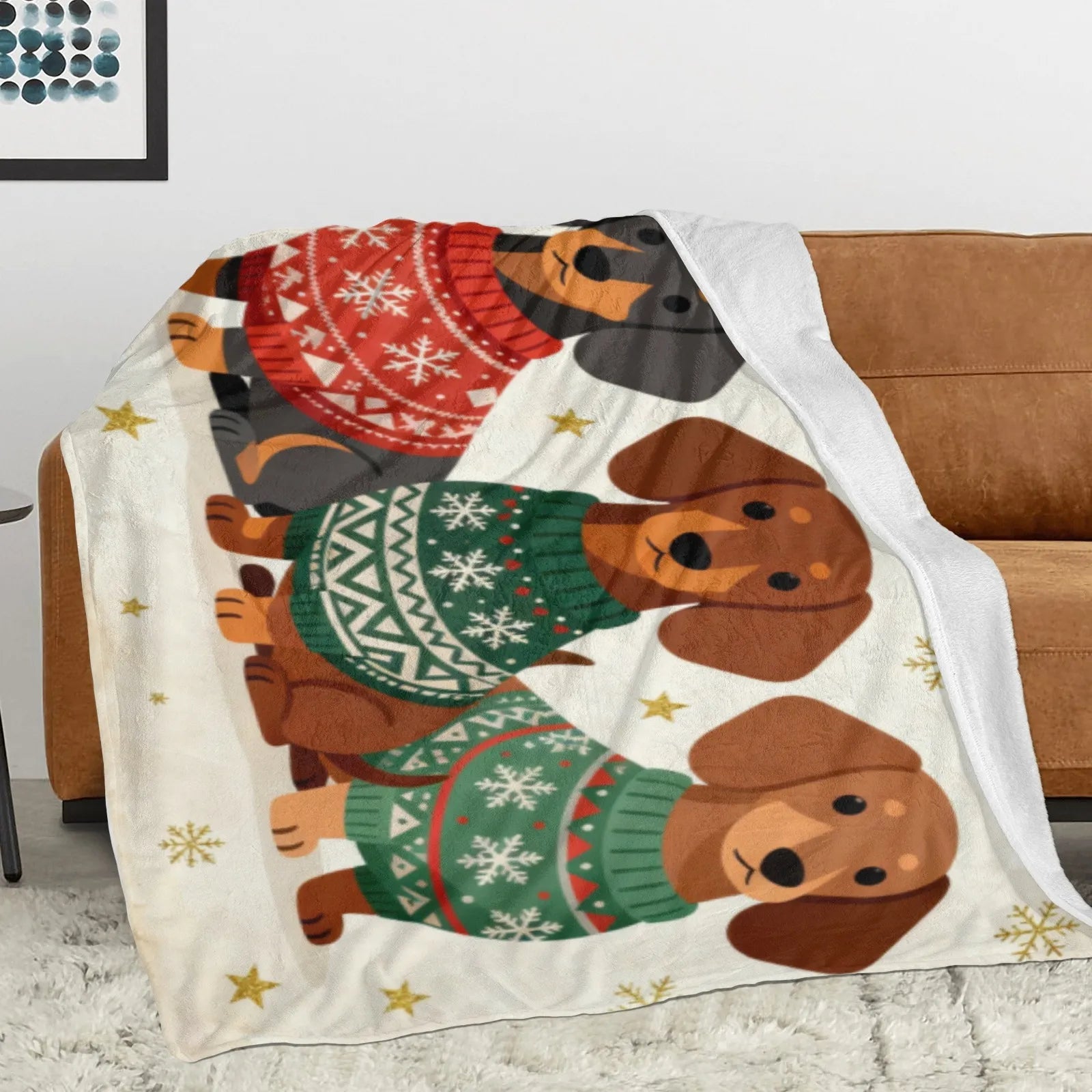 Blankets 1150g Flannel Christmas Dachshund Sweater Design for Holiday Home Décor Weighted Blanket Baby Blanket | PrintToucan - PrintToucanChrismas Gift150cm x 200cm/60"x80"