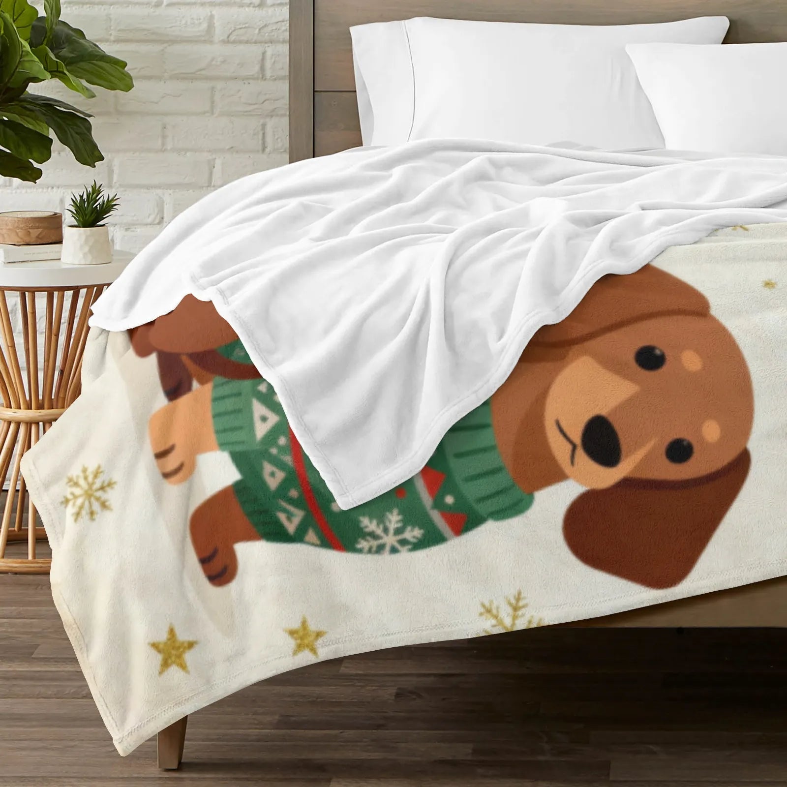 Blankets 1150g Flannel Christmas Dachshund Sweater Design for Holiday Home Décor Weighted Blanket Baby Blanket | PrintToucan - PrintToucanChrismas Gift150cm x 200cm/60"x80"