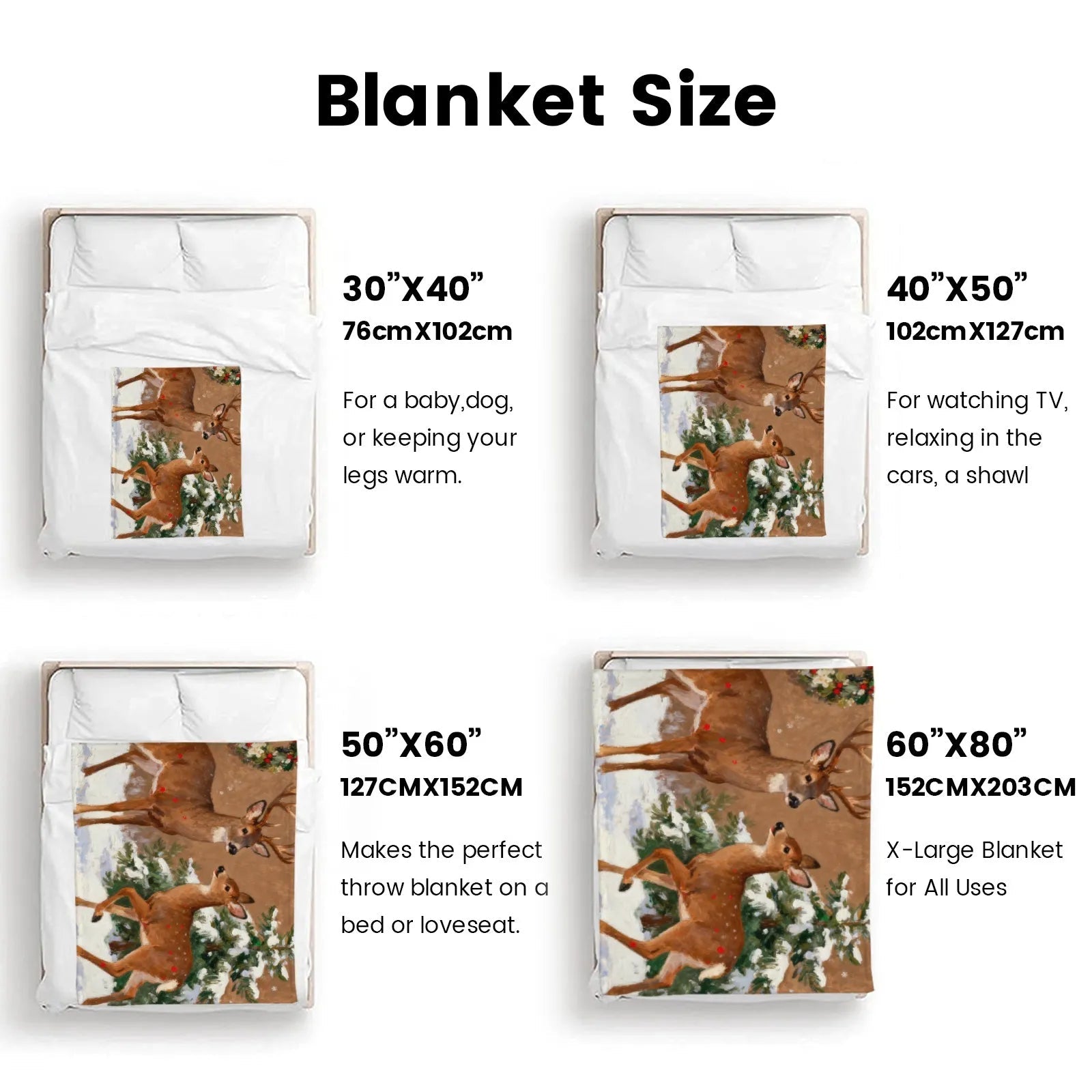 Blankets 1150g Flannel Christmas Holiday Decor Cozy Weighted Baby Blanket | PrintToucan - PrintToucanChrismas Gift150cm x 200cm/60"x80"