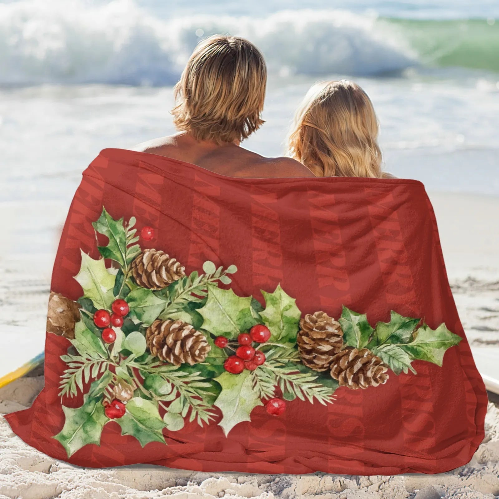 Blankets 1150g Flannel Christmas Holly Tree Red Pattern Weighted Baby Blanket Holiday Home Decor PrintToucan - PrintToucanChrismas Gift150cm x 200cm/60"x80"