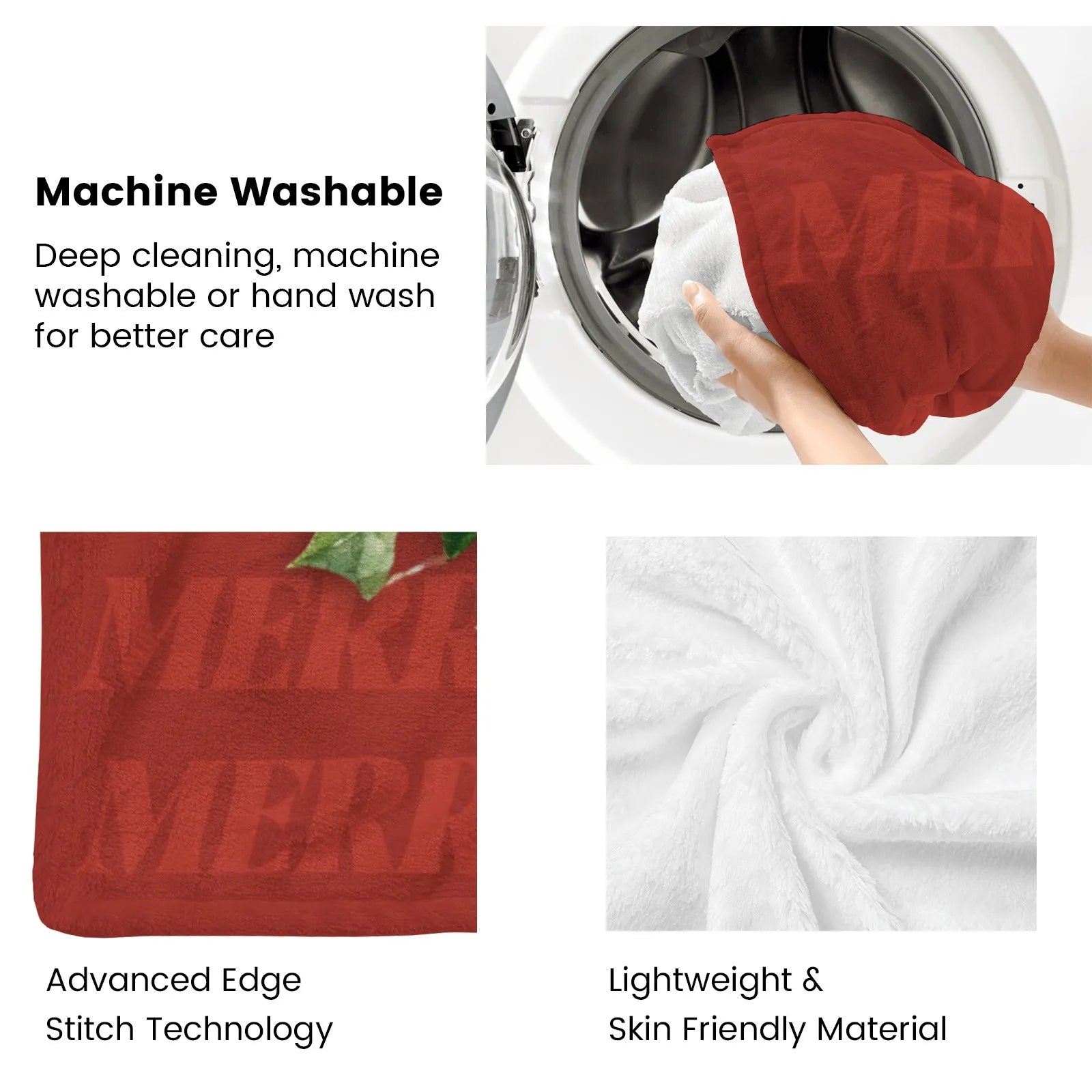 Blankets 1150g Flannel Christmas Holly Tree Red Pattern Weighted Baby Blanket Holiday Home Decor PrintToucan - PrintToucanChrismas Gift150cm x 200cm/60"x80"