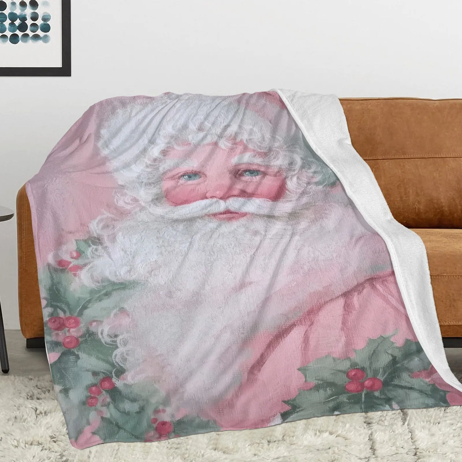 Blankets 1150g Flannel Christmas Pink Santa Sweet Holiday Style Weighted Baby Blankets Home Decor PrintToucan - PrintToucanChrismas Gift150cm x 200cm/60"x80"