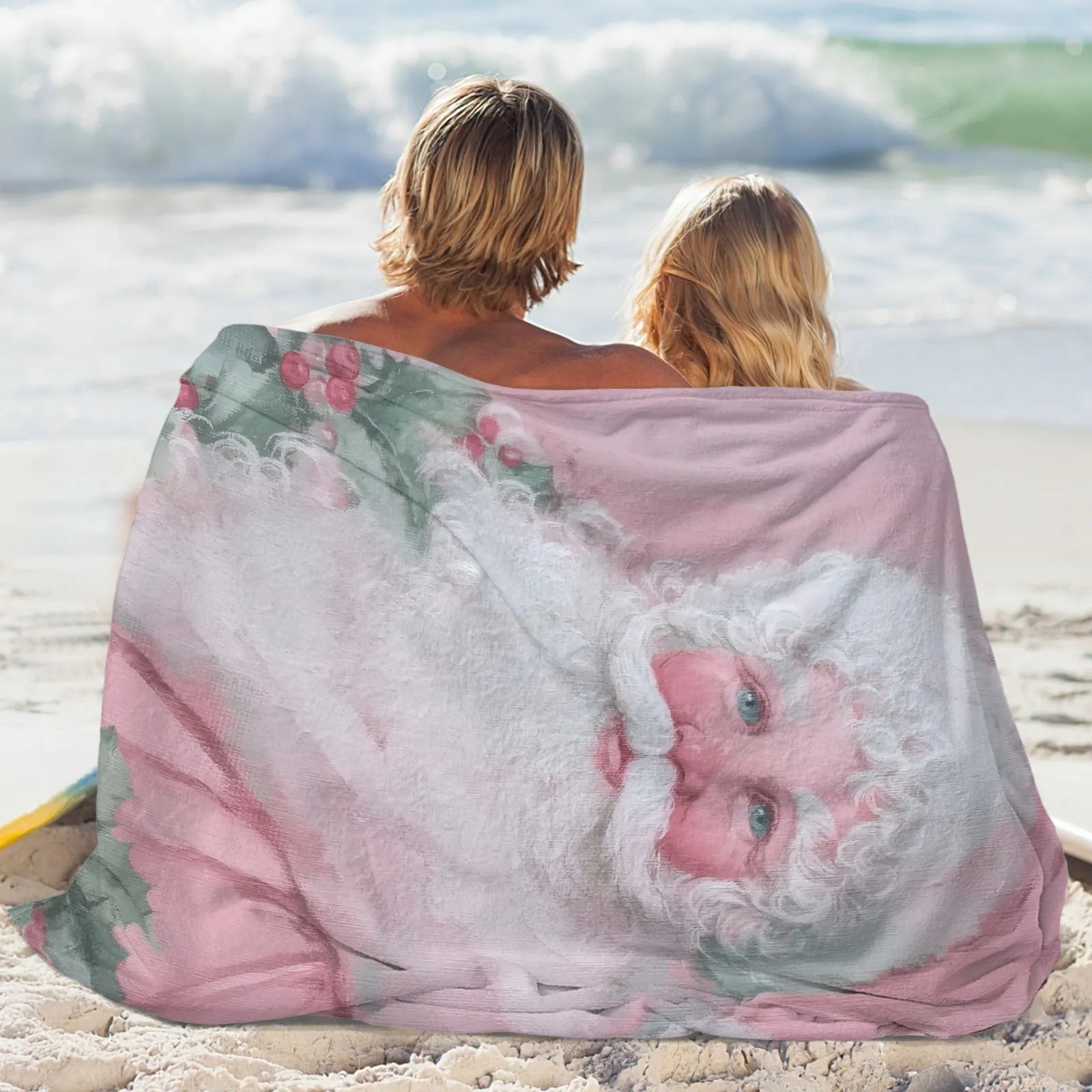 Blankets 1150g Flannel Christmas Pink Santa Sweet Holiday Style Weighted Baby Blankets Home Decor PrintToucan - PrintToucanChrismas Gift150cm x 200cm/60"x80"