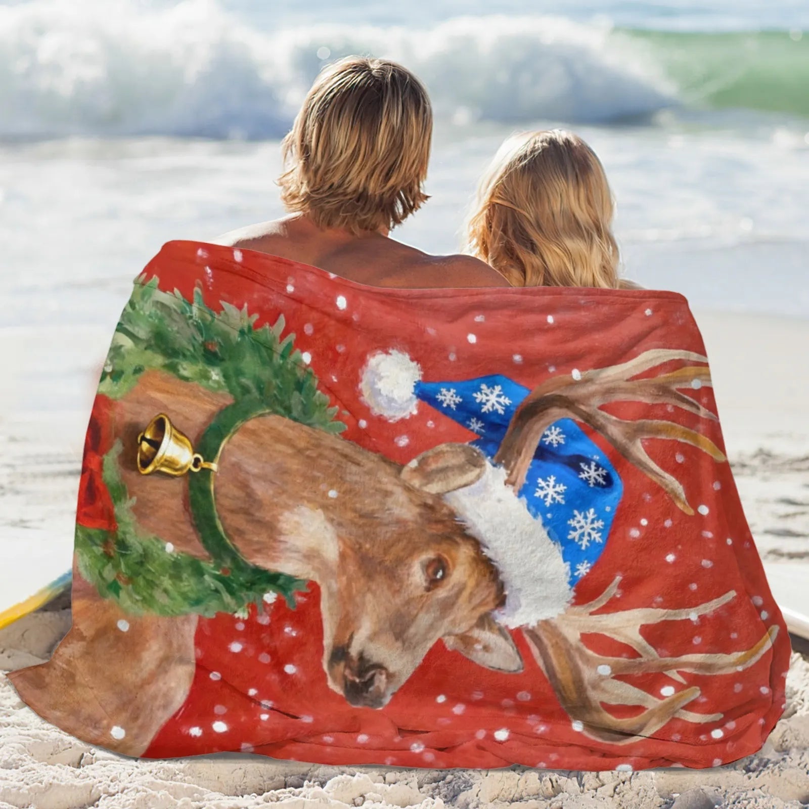 Blankets 1150g Flannel Christmas Reindeer Cozy Throws Weighted Blanket Baby Blanket Holiday Decor PrintToucan - PrintToucanChrismas Gift150cm x 200cm/60"x80"