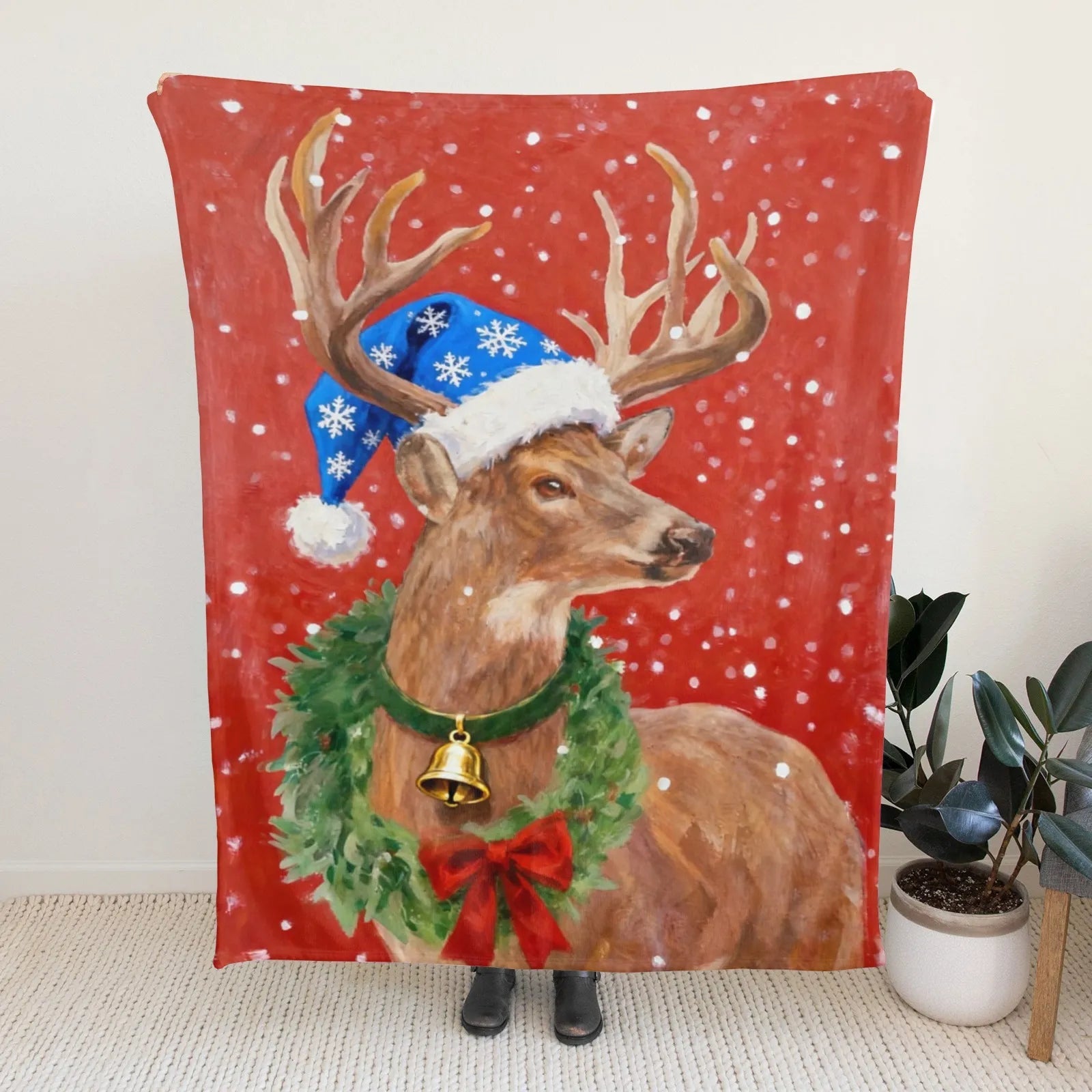 Blankets 1150g Flannel Christmas Reindeer Cozy Throws Weighted Blanket Baby Blanket Holiday Decor PrintToucan - PrintToucanChrismas Gift150cm x 200cm/60"x80"