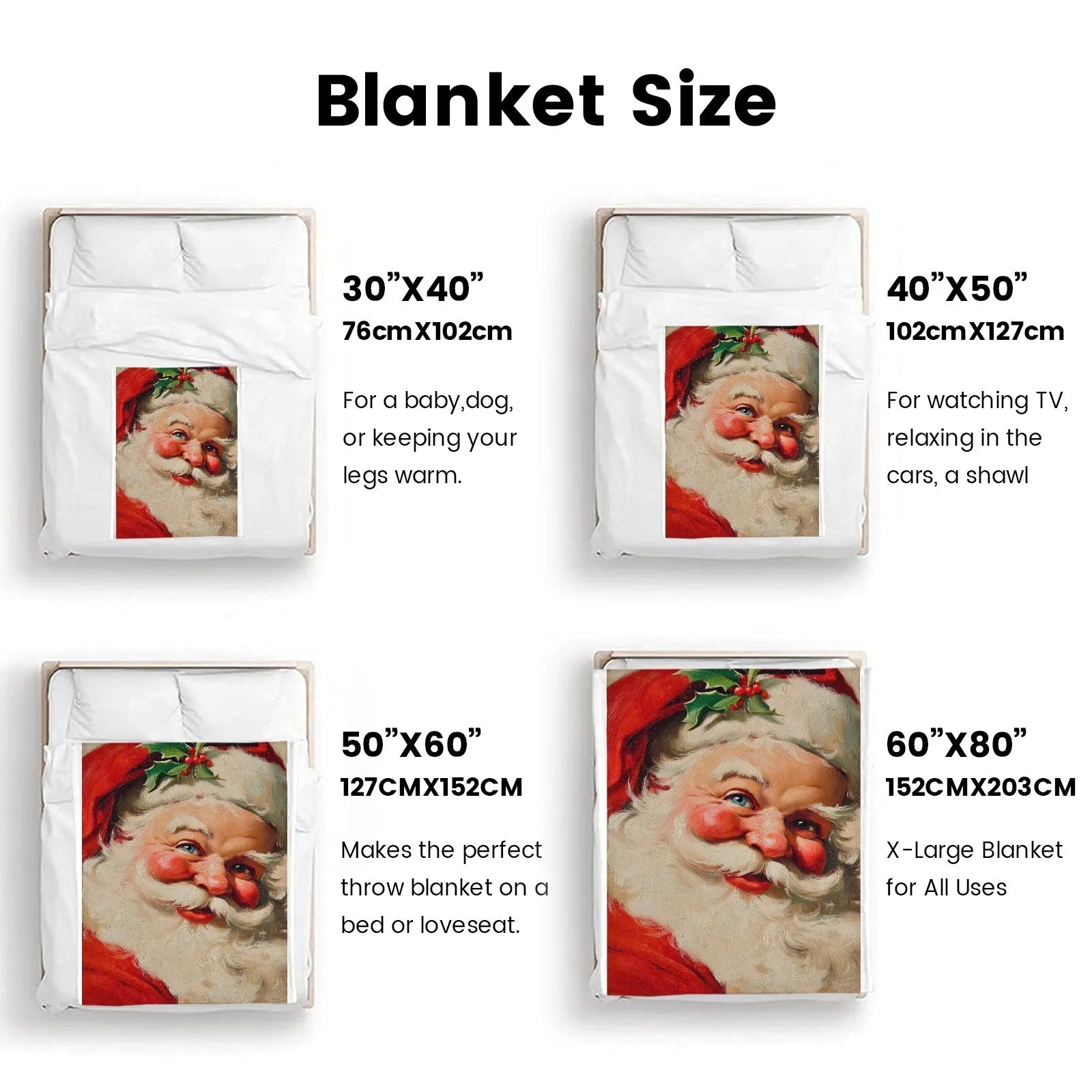 Blankets 1150g Flannel Christmas Santa Design Weighted Baby Blankets | PrintToucan - PrintToucanChrismas Gift150cm x 200cm/60"x80"