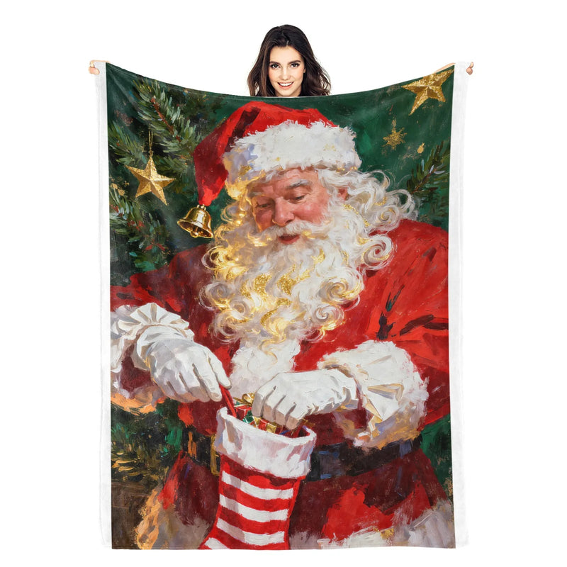 Blankets 1150g Flannel Christmas Santa Gift Scene Weighted Baby Blankets – PrintToucan