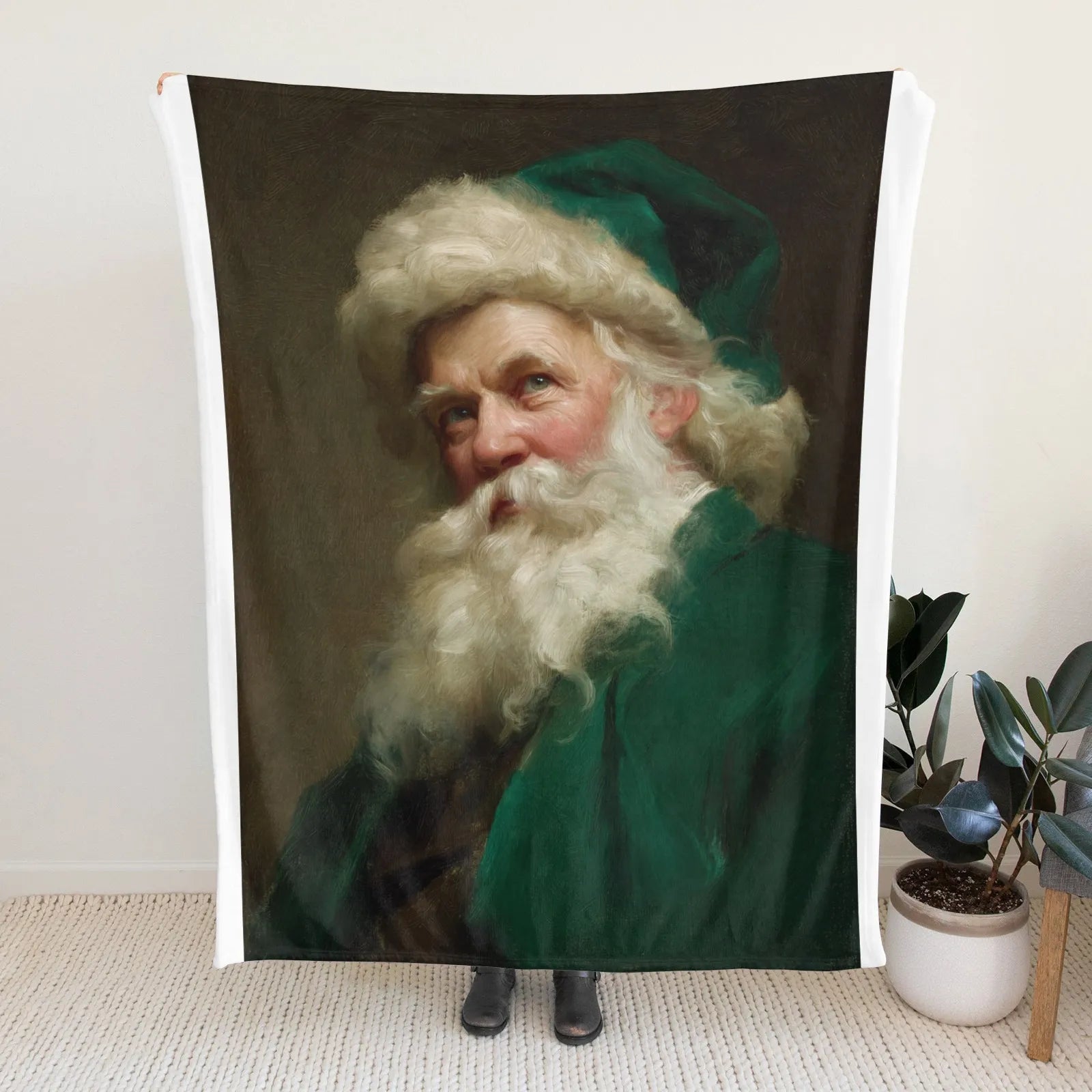 Blankets 1150g Flannel Christmas Santa Oil Painting Realistic Weighted Baby Blankets PrintToucan - PrintToucanChrismas Gift150cm x 200cm/60"x80"