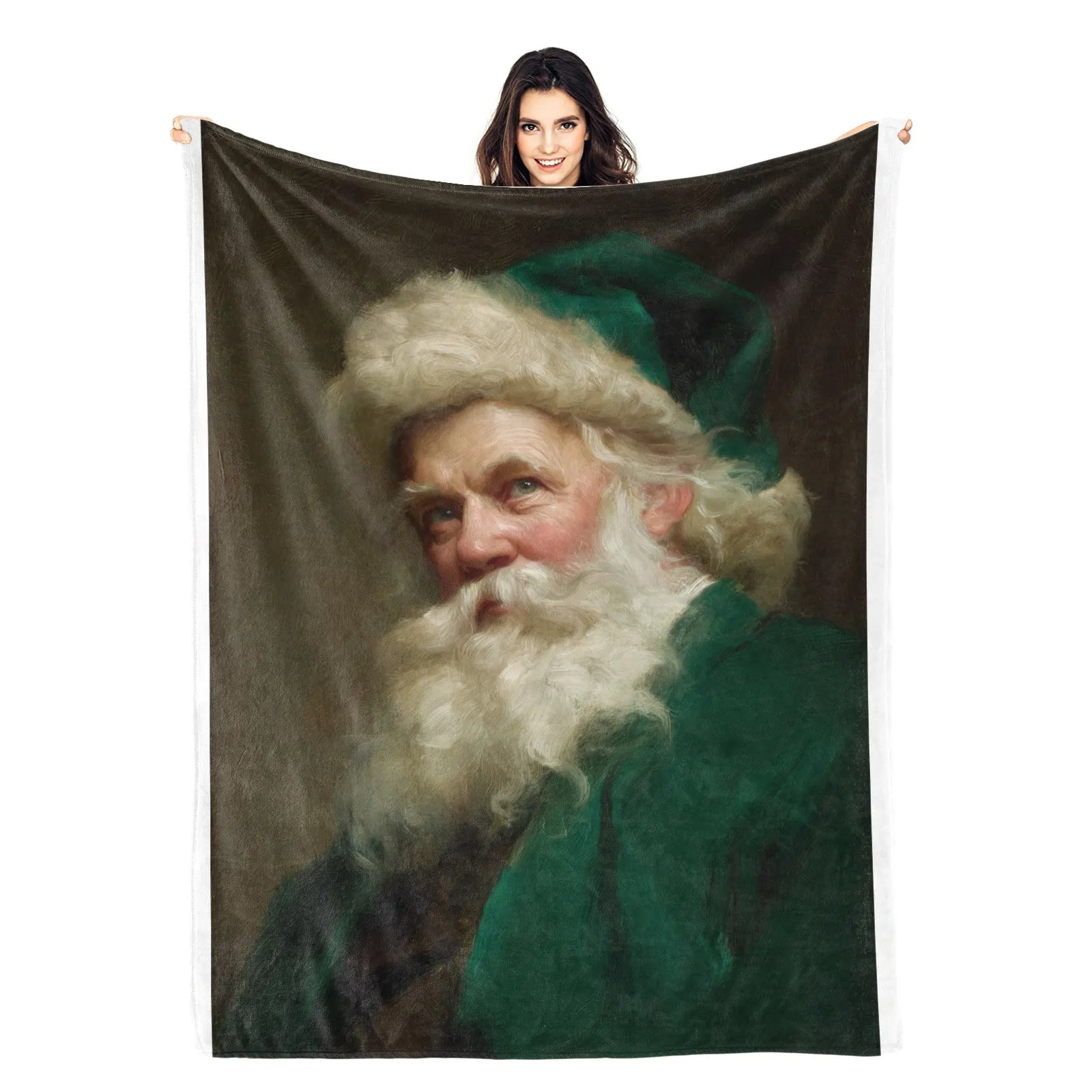 Blankets 1150g Flannel Christmas Santa Oil Painting Realistic Weighted Baby Blankets PrintToucan - PrintToucanChrismas Gift150cm x 200cm/60"x80"