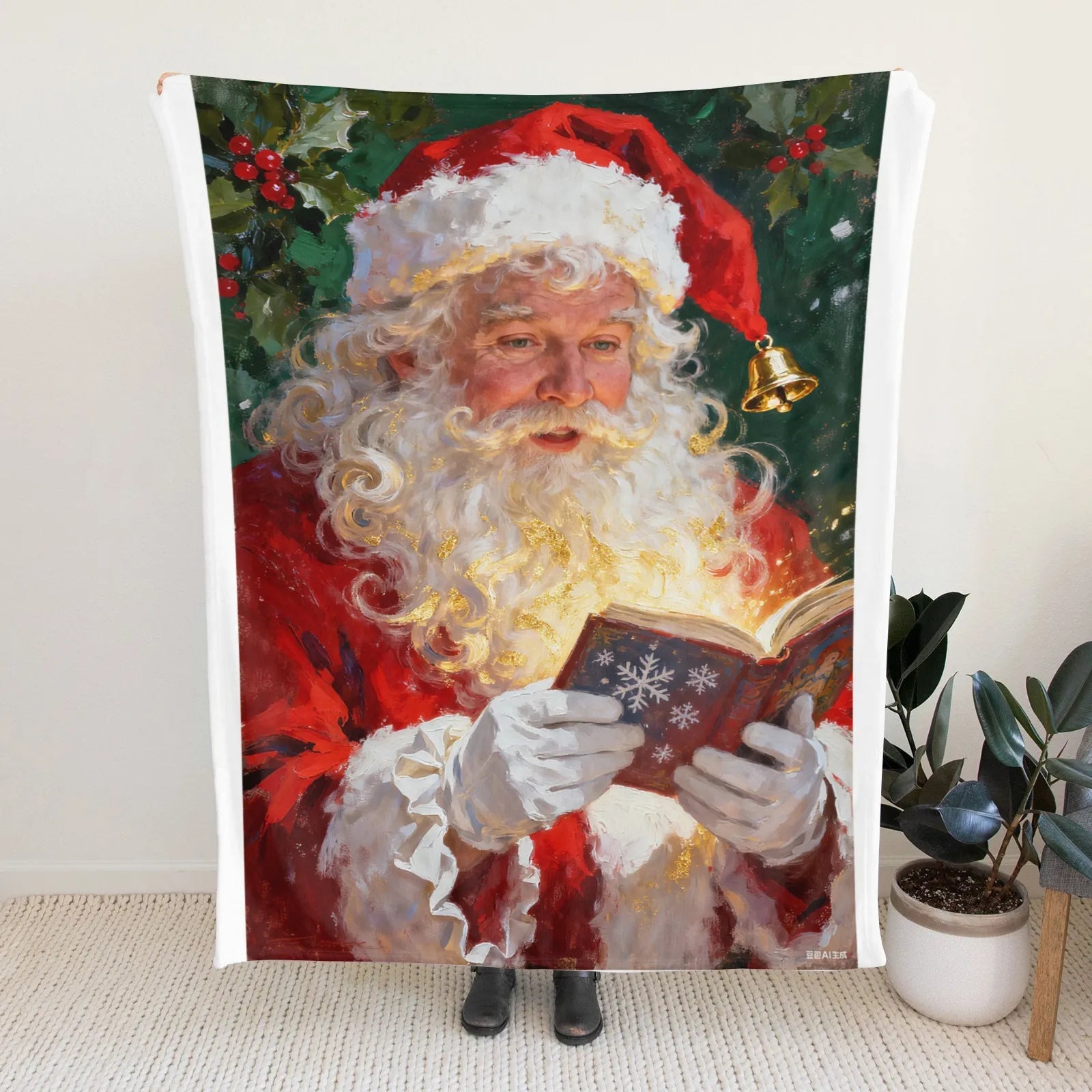 Blankets 1150g Flannel Christmas Santa Reading Scene Weighted Baby Blankets – Cozy Holiday Home Decor | Printtoucan - PrintToucanChrismas Gift150cm x 200cm/60"x80"