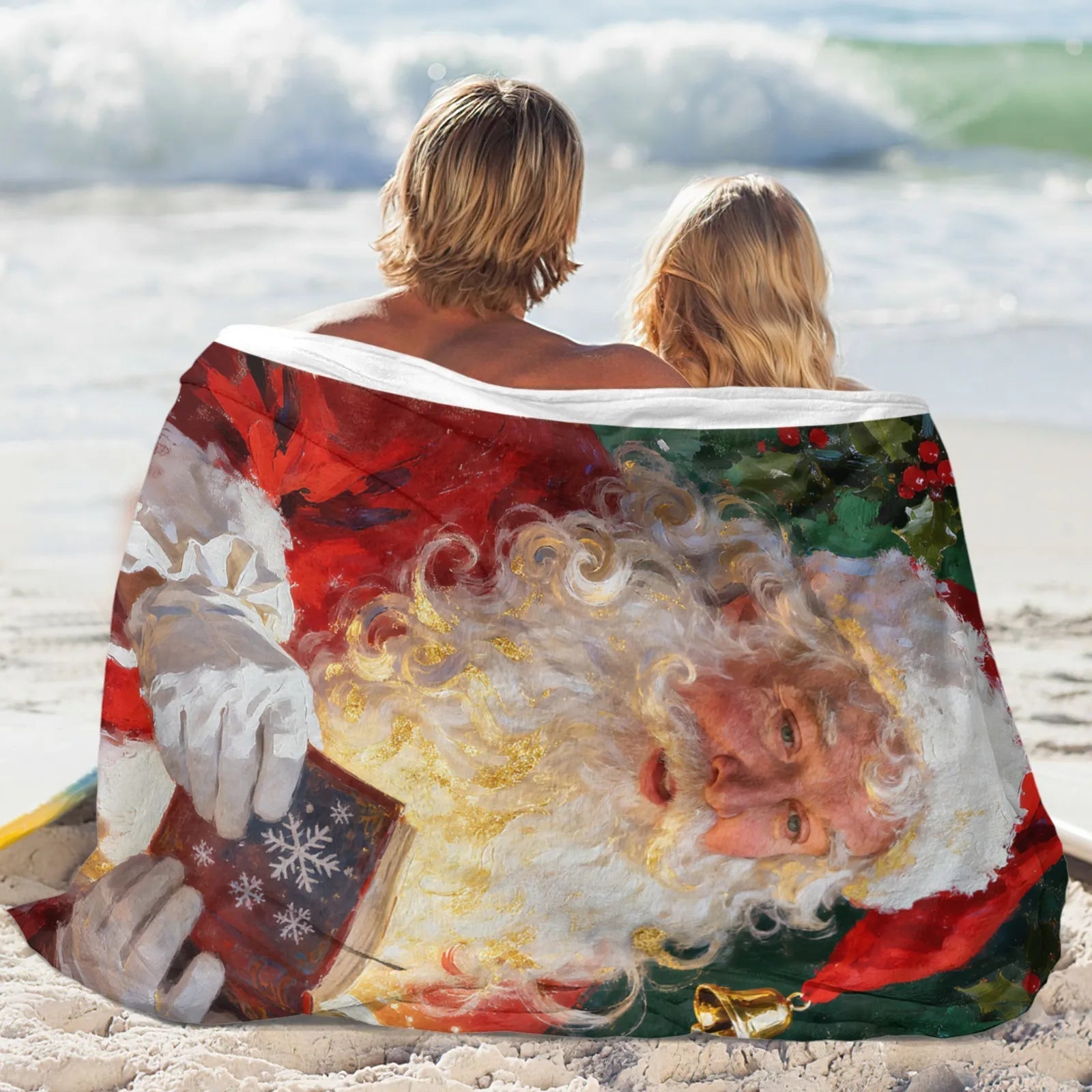 Blankets 1150g Flannel Christmas Santa Reading Scene Weighted Baby Blankets – Cozy Holiday Home Decor | Printtoucan - PrintToucanChrismas Gift150cm x 200cm/60"x80"