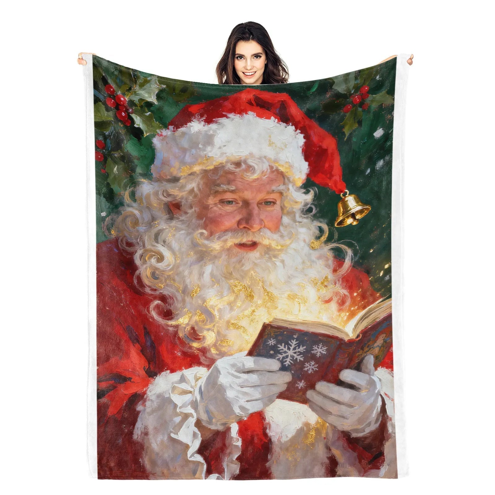 Blankets 1150g Flannel Christmas Santa Reading Scene Weighted Baby Blankets – Cozy Holiday Home Decor | Printtoucan - PrintToucanChrismas Gift150cm x 200cm/60"x80"