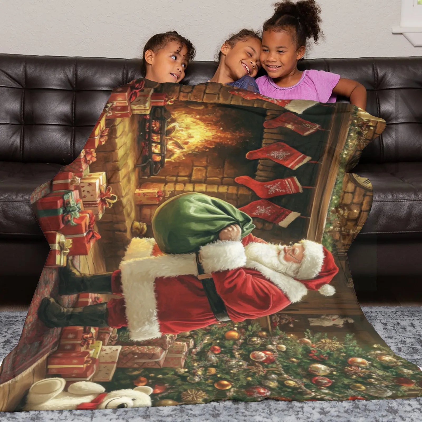 Blankets 1150g Flannel Christmas Santa Reading Scene Weighted Baby Blankets PrintToucan - PrintToucanChrismas Gift150cm x 200cm/60"x80"