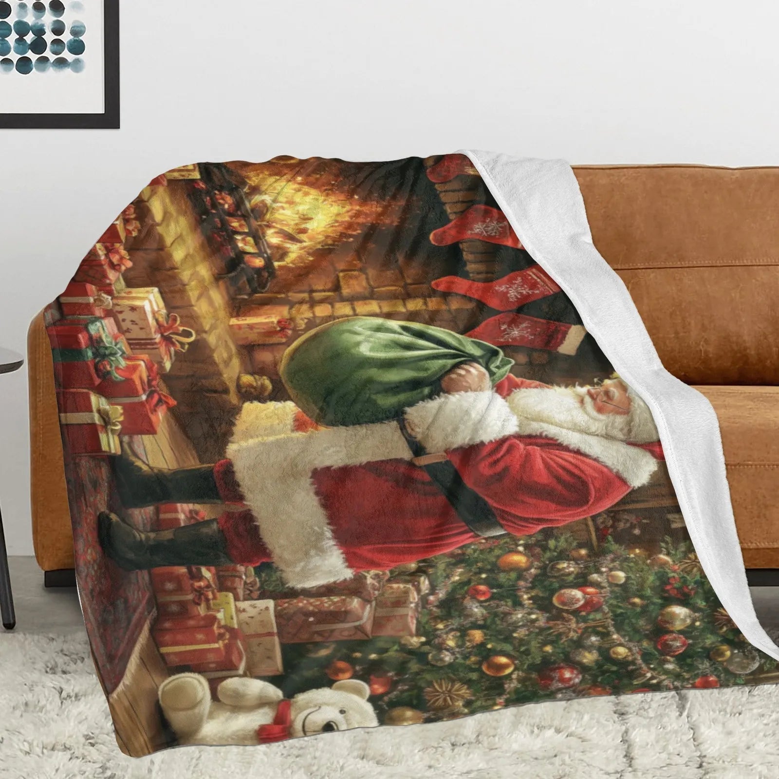 Blankets 1150g Flannel Christmas Santa Reading Scene Weighted Baby Blankets PrintToucan - PrintToucanChrismas Gift150cm x 200cm/60"x80"