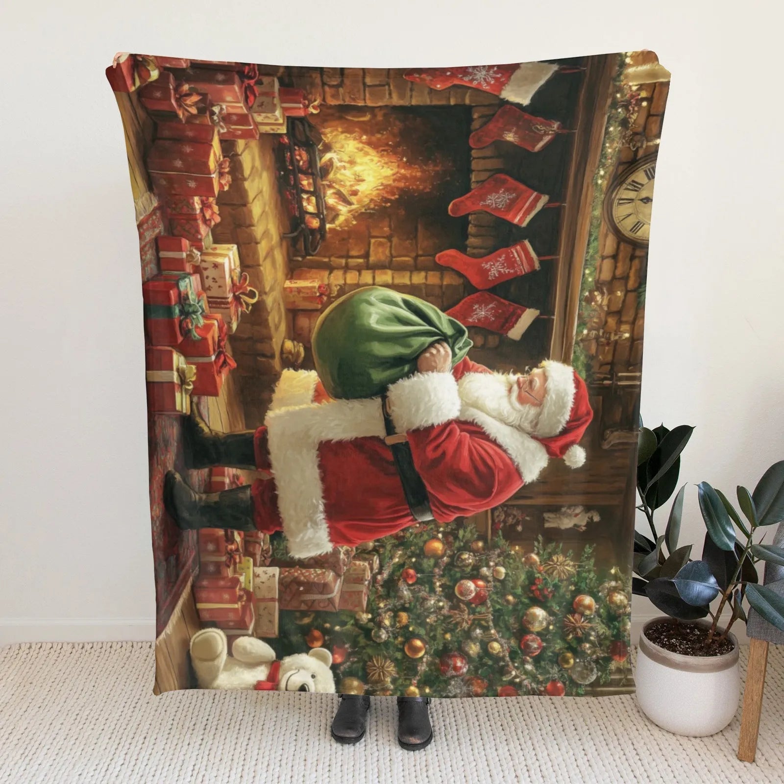 Blankets 1150g Flannel Christmas Santa Reading Scene Weighted Baby Blankets PrintToucan - PrintToucanChrismas Gift150cm x 200cm/60"x80"