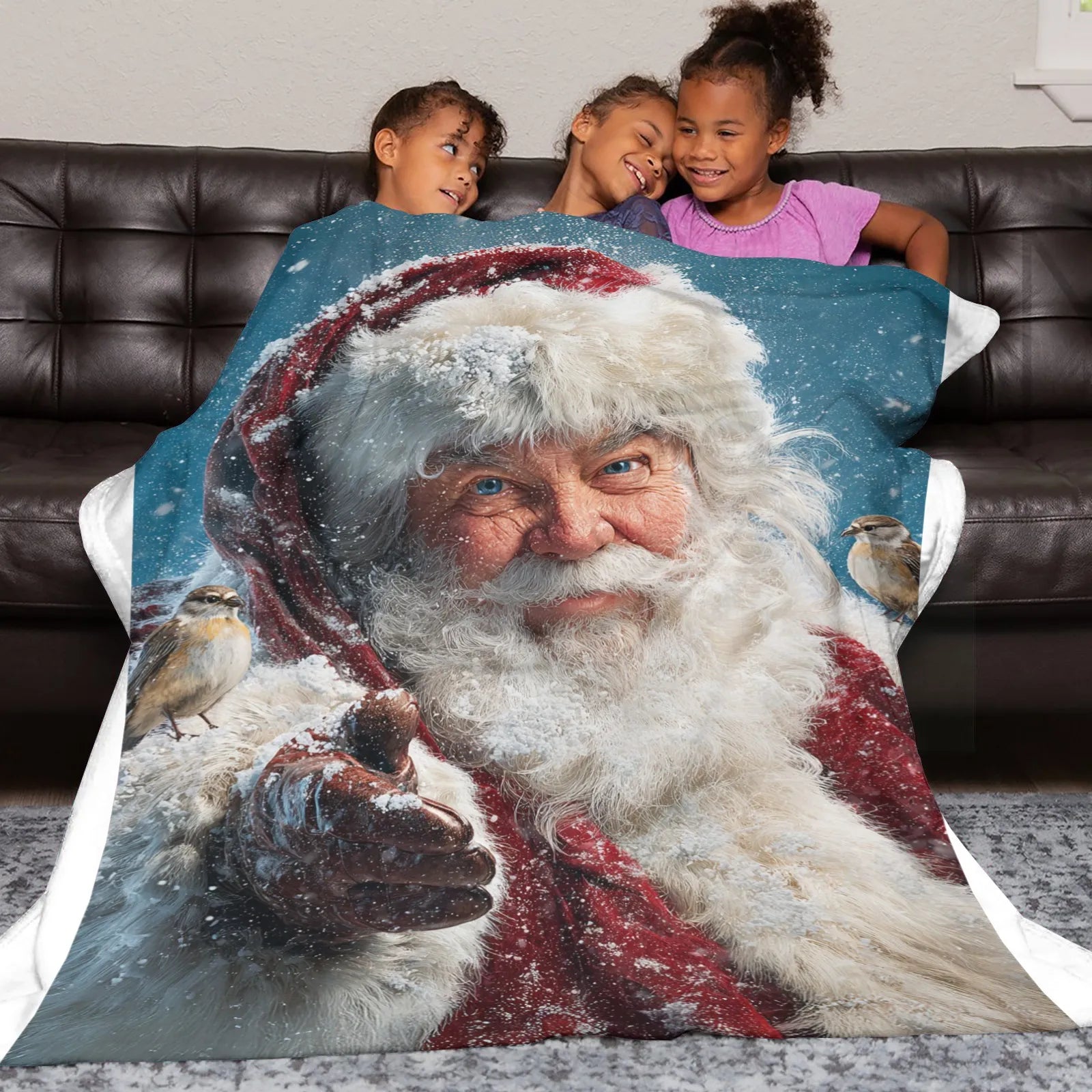 Blankets 1150g Flannel Christmas Santa Snow Scene Weighted Baby Blankets PrintToucan - PrintToucanChrismas Gift150cm x 200cm/60"x80"