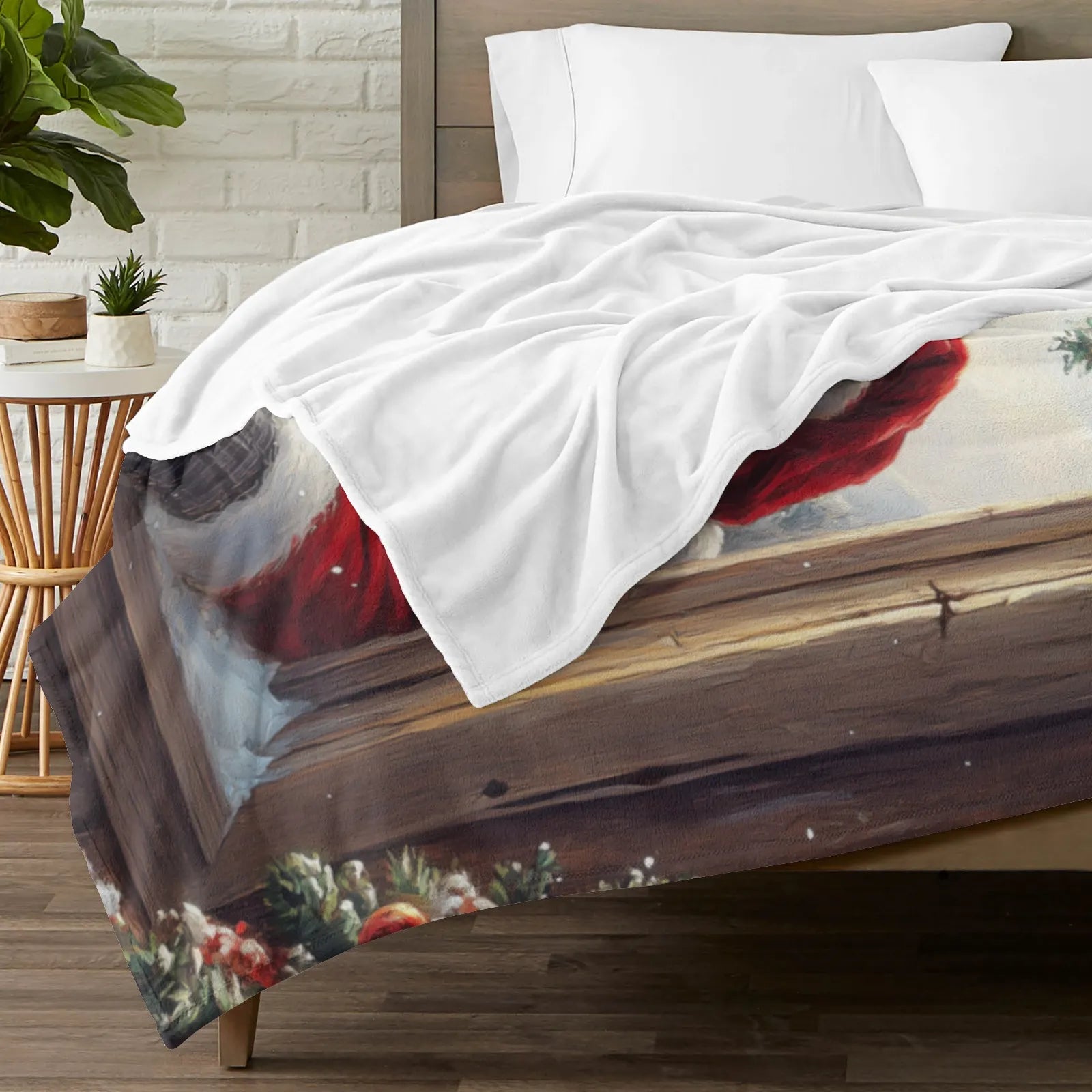 Blankets 1150g Flannel Christmas Santa Window Scene Weighted Baby Blankets Holiday Cozy PrintToucan - PrintToucanChrismas Gift150cm x 200cm/60"x80"