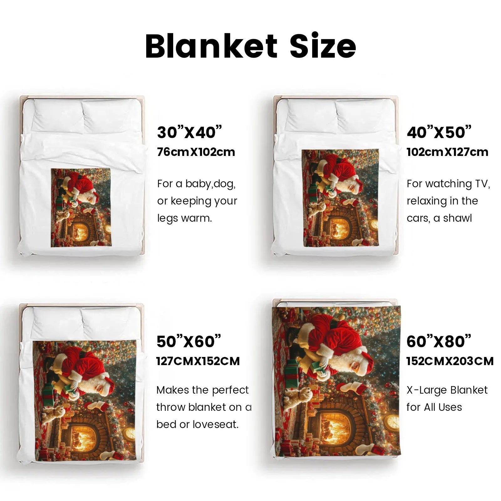 Blankets 1150g Flannel Christmas Santa With Gifts And Dog Weighted Baby Blankets PrintToucan - PrintToucanChrismas Gift150cm x 200cm/60"x80"