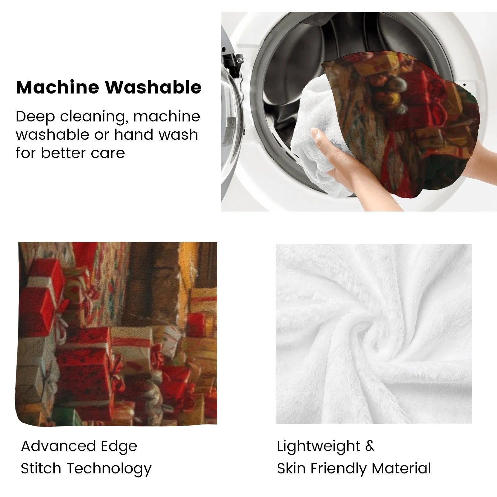 Blankets 1150g Flannel Christmas Santa With Gifts And Dog Weighted Baby Blankets PrintToucan - PrintToucanChrismas Gift150cm x 200cm/60"x80"