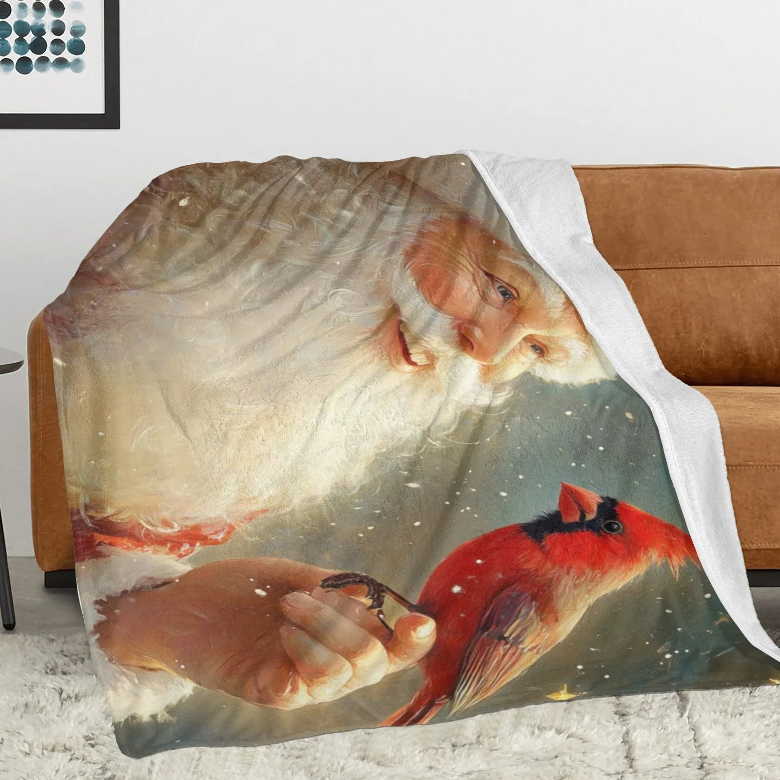 Blankets 1150g Flannel Christmas Santa with Red Bird Weighted Baby Blankets PrintToucan - PrintToucanChrismas Gift150cm x 200cm/60"x80"