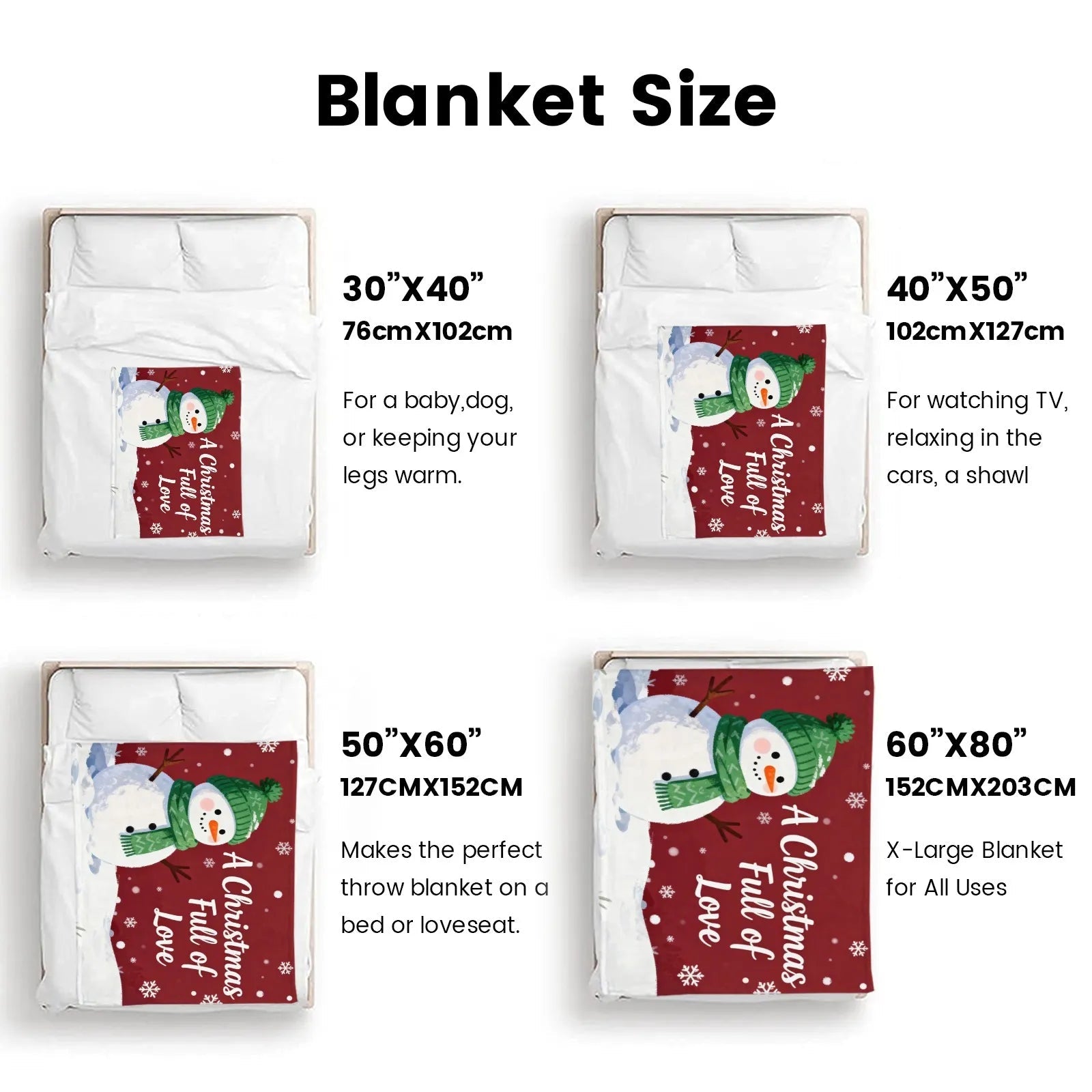 Blankets 1150g Flannel Christmas Snowman Holiday Decor Weighted Blanket Baby Blanket | PrintToucan - PrintToucanChrismas Gift150cm x 200cm/60"x80"