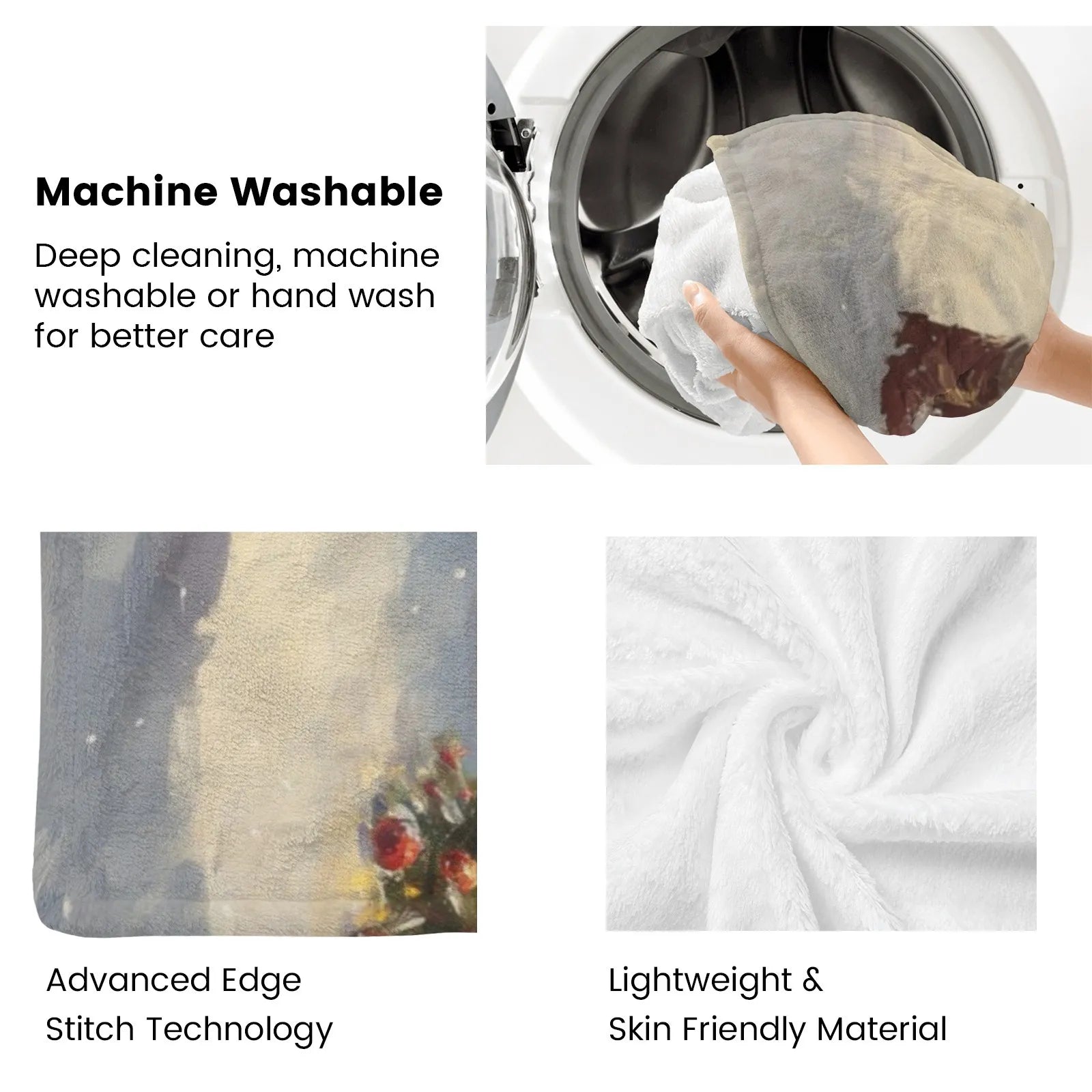 Blankets 1150g Flannel Christmas Theme Santa and Child Building Snowman Scene Weighted Baby Blankets PrintToucan - PrintToucanChrismas Gift150cm x 200cm/60"x80"