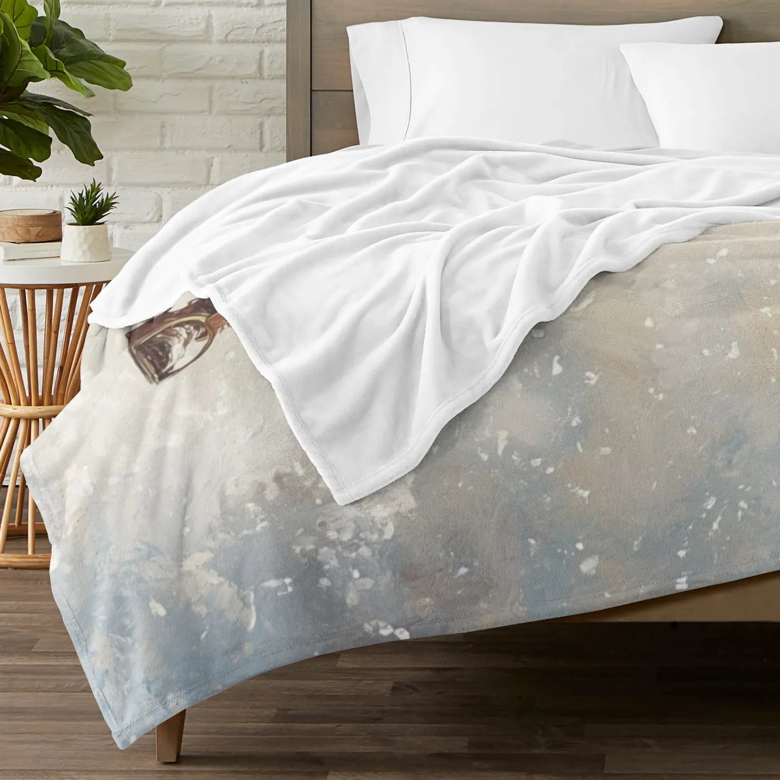 Blankets 1150g Flannel Christmas Theme Santa Riding Horse Snow Forest Scene Weighted Baby Blankets PrintToucan - PrintToucanChrismas Gift150cm x 200cm/60"x80"