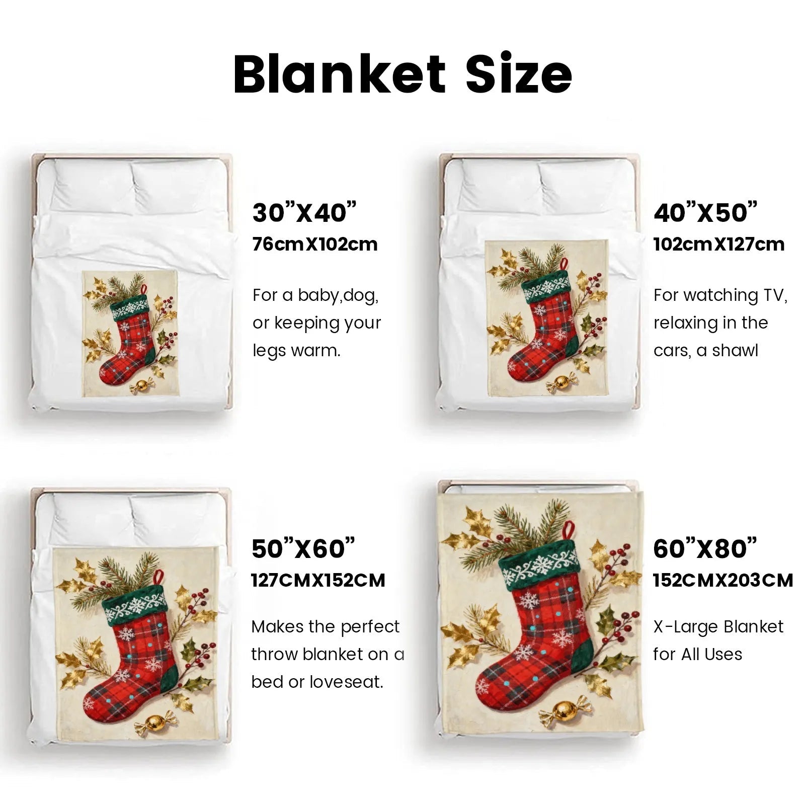 Blankets 1150g Flannel Christmas Themed Cozy Holiday Home Decor Weighted Blanket Baby Blanket | PrintToucan - PrintToucanChrismas Gift150cm x 200cm/60"x80"