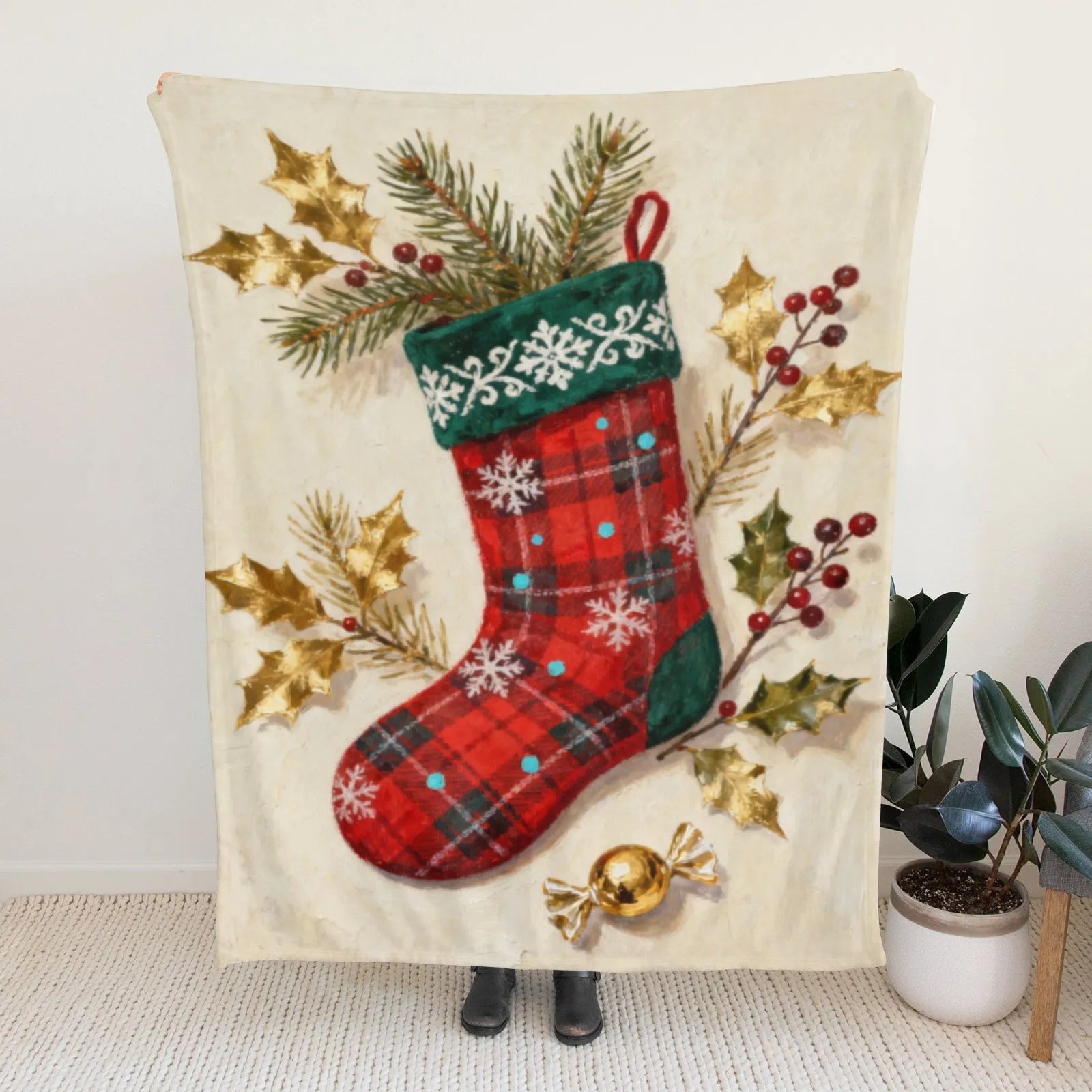 Blankets 1150g Flannel Christmas Themed Cozy Holiday Home Decor Weighted Blanket Baby Blanket | PrintToucan - PrintToucanChrismas Gift150cm x 200cm/60"x80"