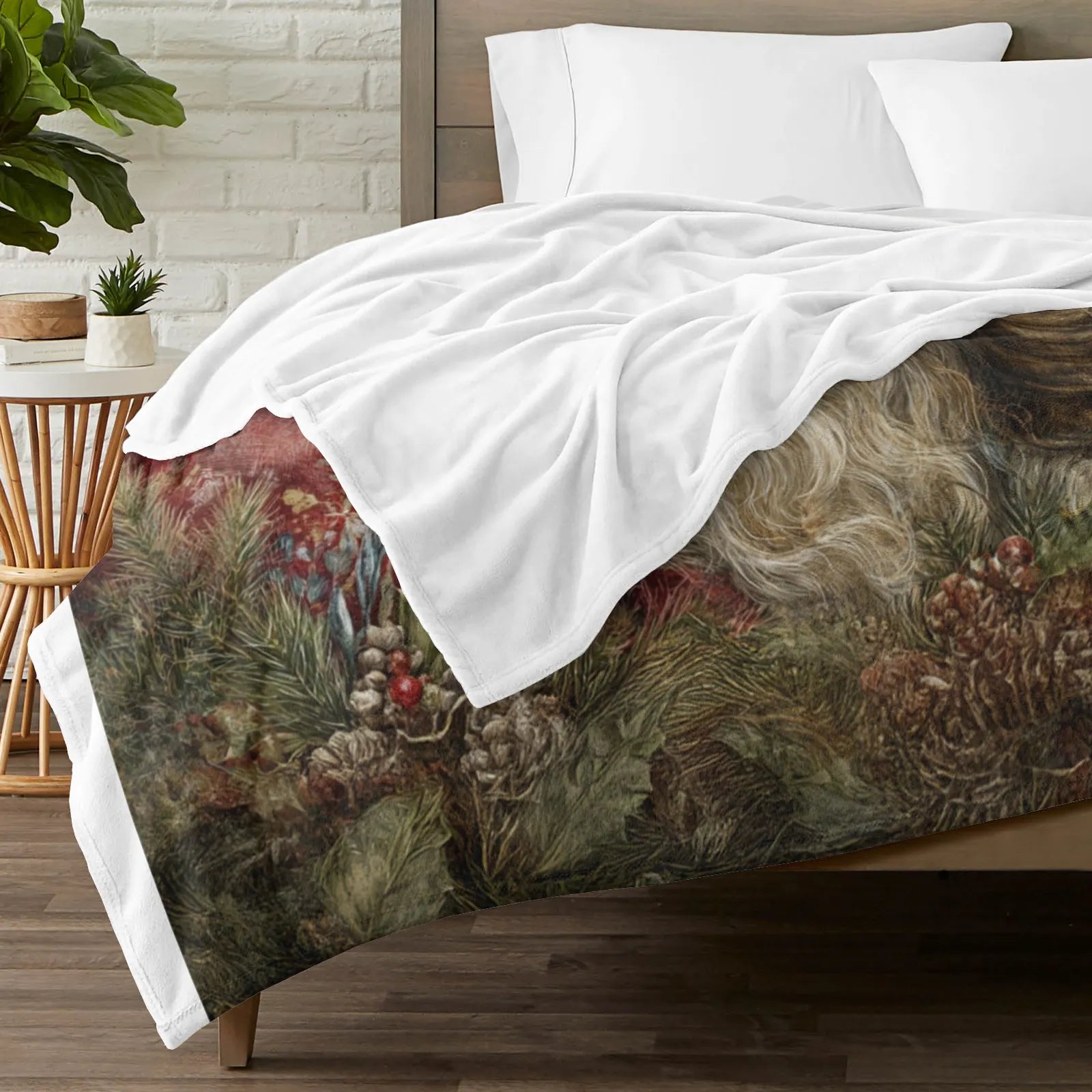 Blankets 1150g Flannel Christmas Vintage Santa Holding Cardinal Weighted Baby Blankets PrintToucan - PrintToucanChrismas Gift150cm x 200cm/60"x80"